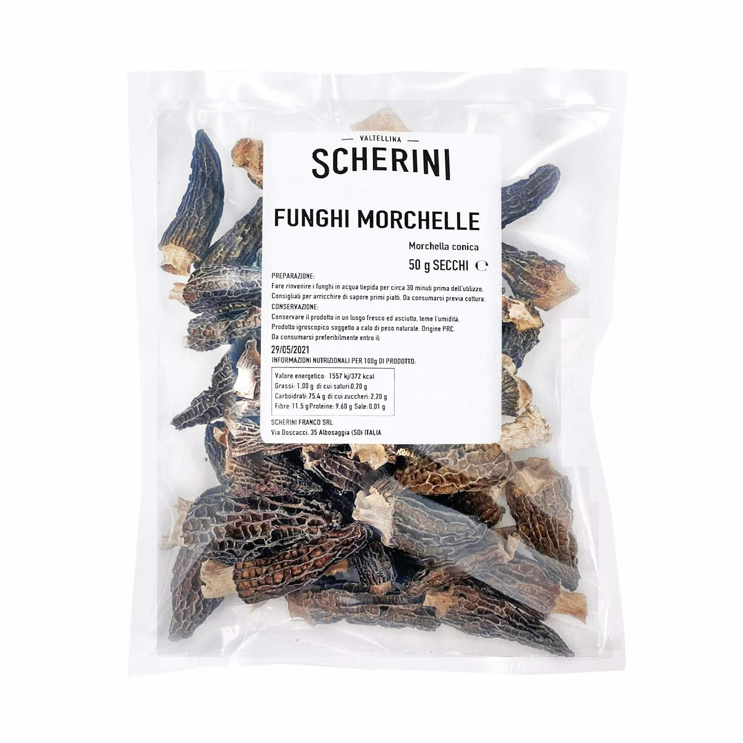 Scherini Valtellina - Pregiati funghi Morchelle secche per buongustai 50g (Spugnole)