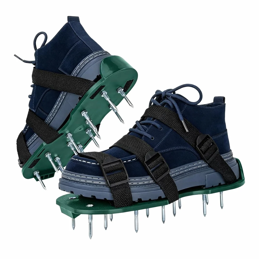 Arieggiatore Per Prato Pantofola Con Chiodi,Con Cinghie Regolabili,Per Aerare Il Prato, Pratici Attrezzi Da Giardinaggio Per La Manutenzione (Verde)