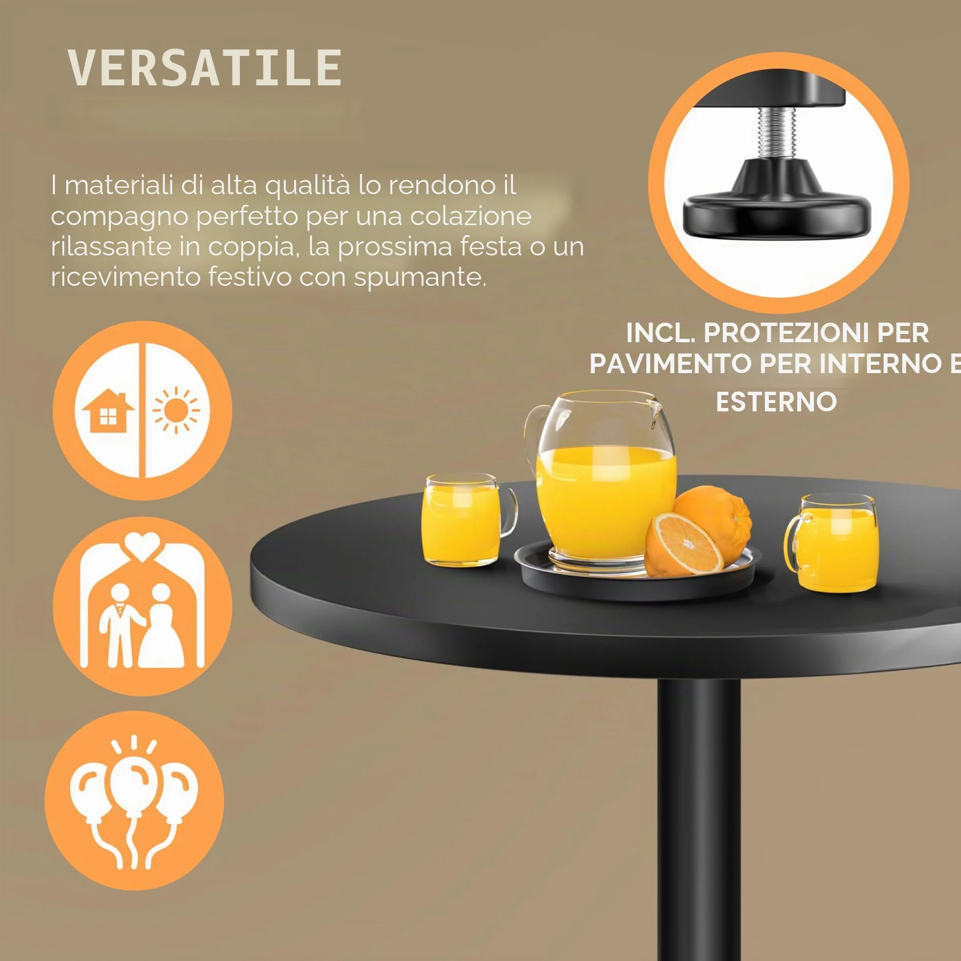 Casaria® Tavolo da Bar 2in1 Altezza Regolabile 70 cm / 115 cm Alluminio Ø 60 Rotondo Tavolino Bistrot Balcone Nero