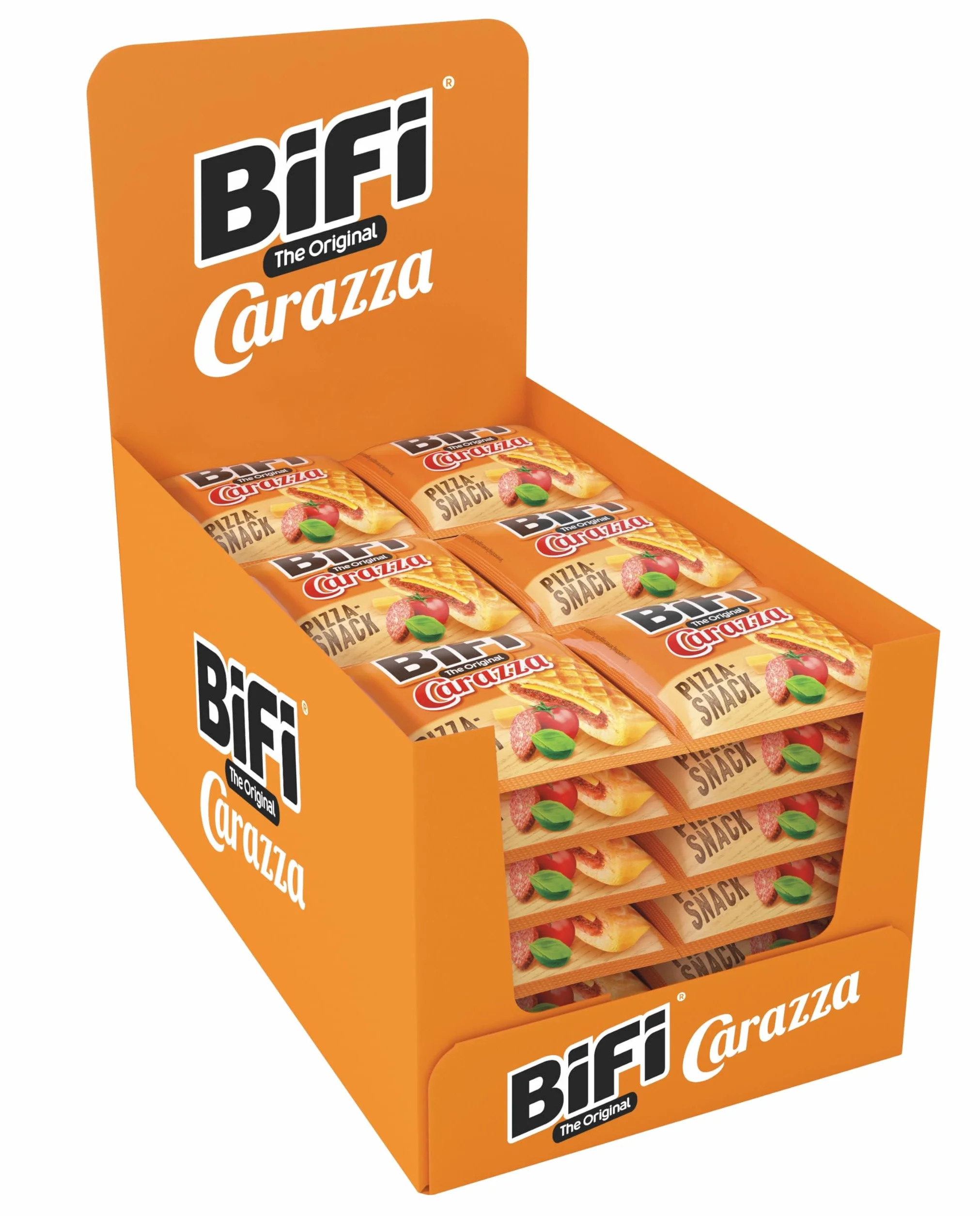 BiFi Carazza Original, Pizzette Snack, Mini Pizzette in Formato Tascabile, Per Viaggi, Ufficio e Pausa Pranzo, Con Salame, Salsa Alla Pizza e Formaggio, Confezione da 30 (30 X 40 g)