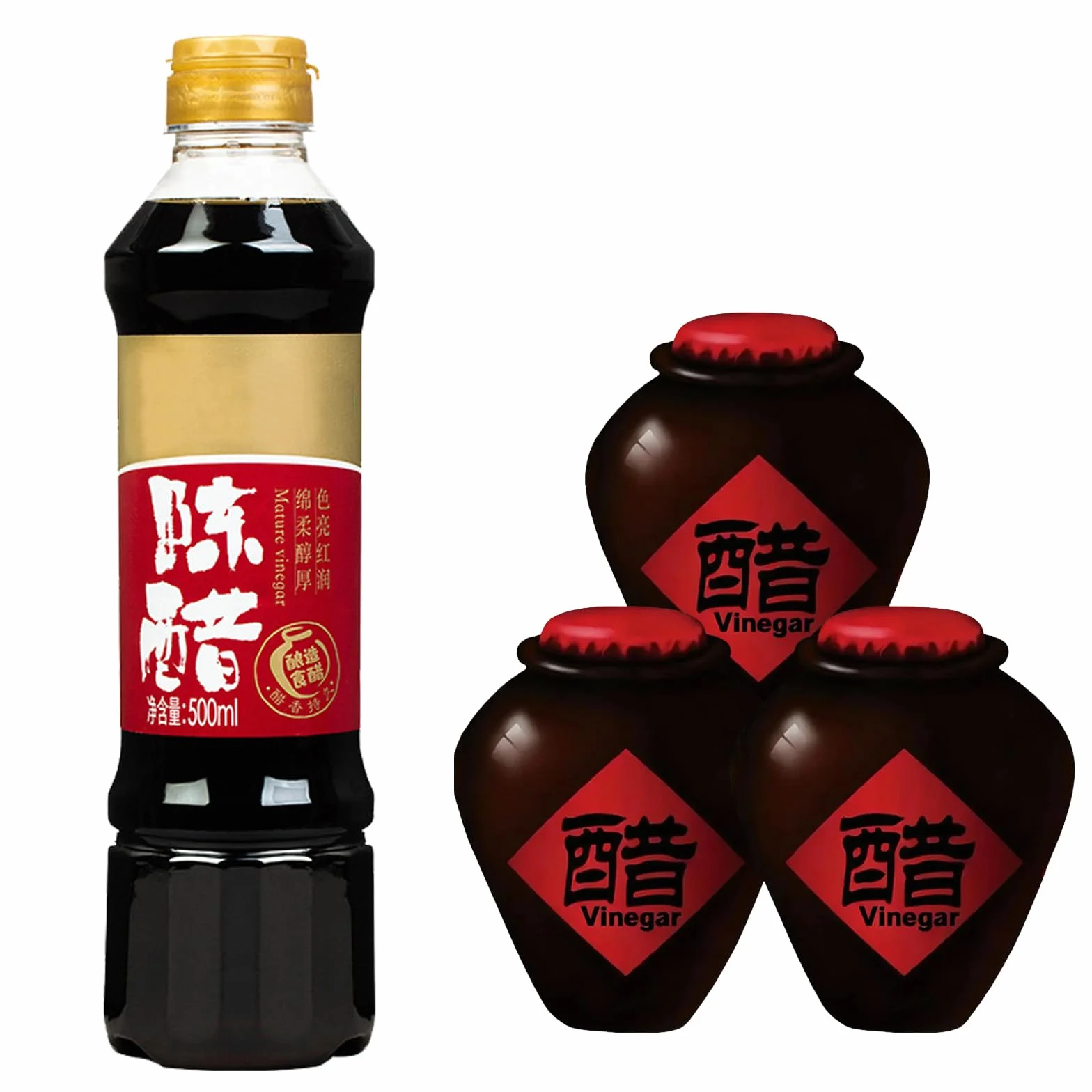 Aceto di Riso Nero Shanxi 16,9 Fl Oz (500 Ml), Invecchiato 5 Anni, Fermentato Naturalmente, Aceto di Riso Nero Cinese Invecchiato, Antica Tradizione Artigianale