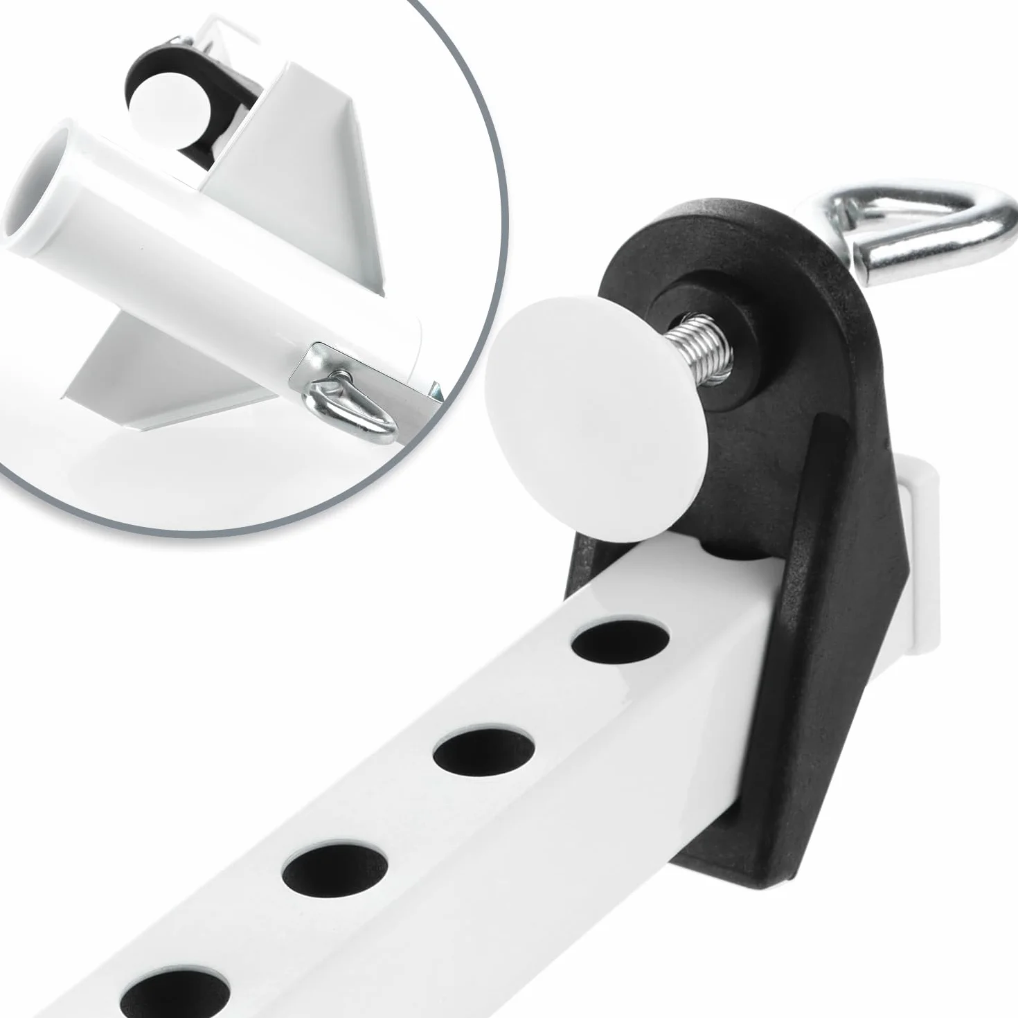com-four® Porta ombrellone in Metallo Verniciato a Polvere - Porta ombrellone per ringhiere, pareti e parapetti di balconi Larghi (01 Pezzi - Bianco - Extra Largo)