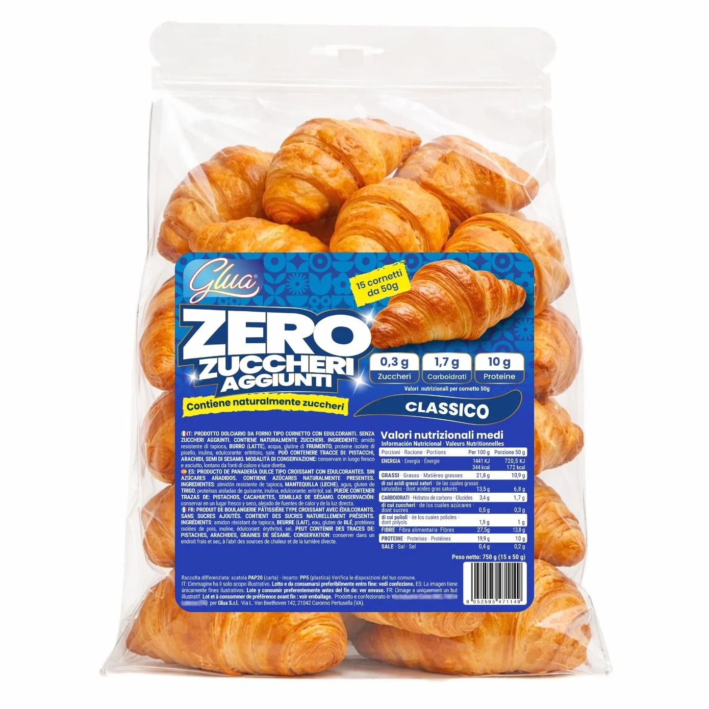 Cornetti keto Proteici Senza Zuccheri: 15 Cornetti | 0,5g di Zuccheri, 30% di Proteine, con Olio Extra Vergine d’Oliva