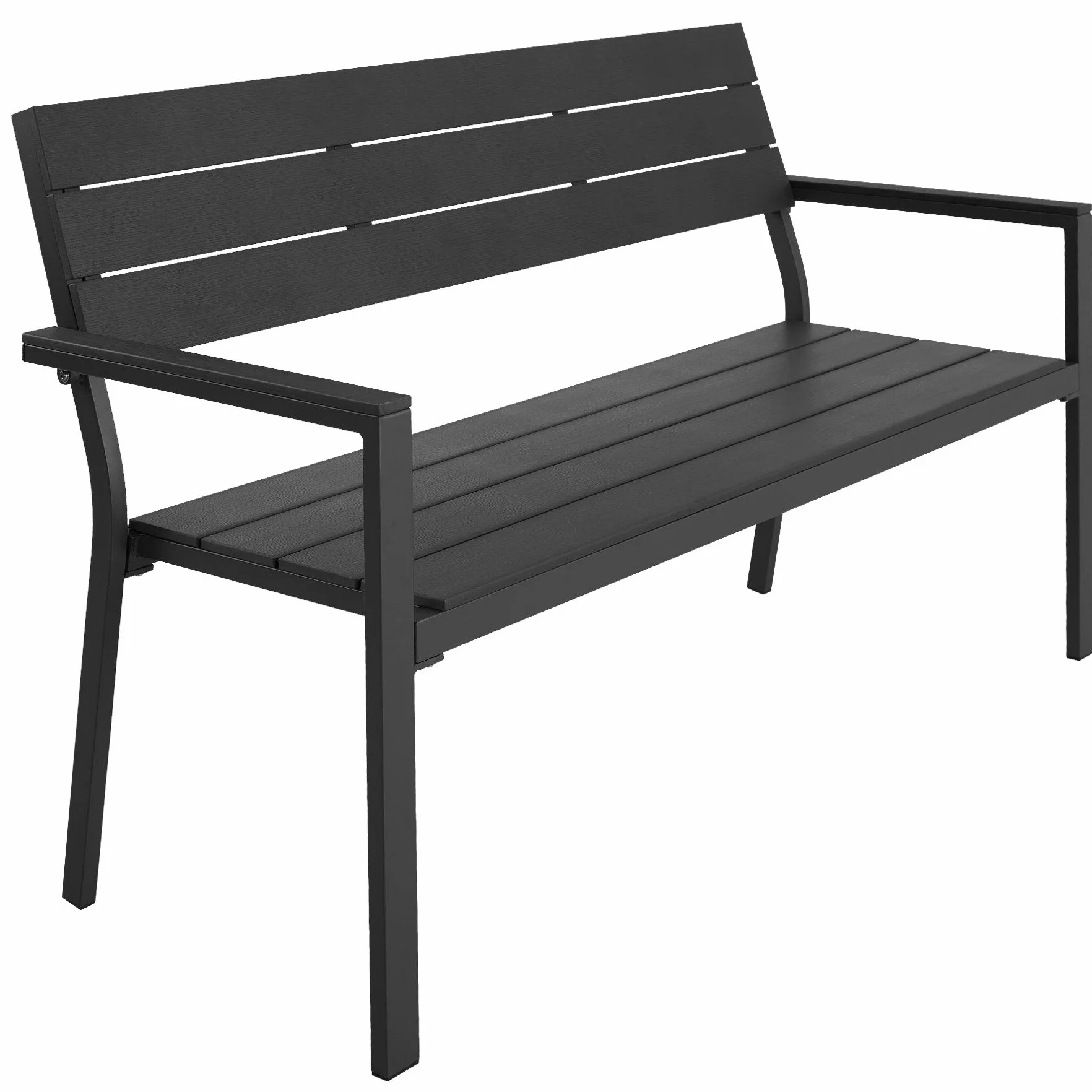 tectake® Panca da Giardino con Telaio in Alluminio, Comoda Panchina da Esterno 2 Posti, Panca con Schienale, Resistente agli Agenti Atmosferici, 128 x 59 x 88 cm - Grigio Scuro