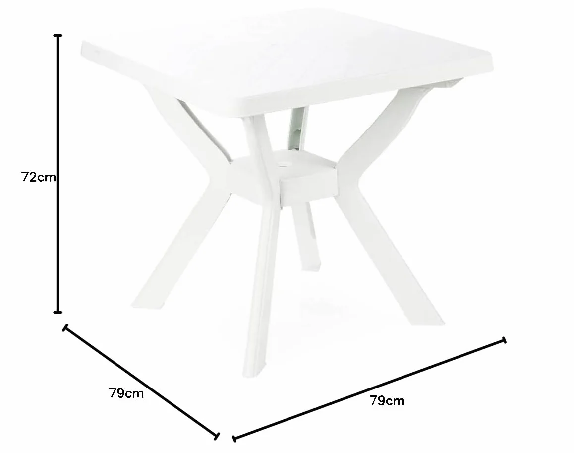 IPAE-Progarden Nilo Tavolo Quadrato, Plastica, Bianco, 79 x 79 x 72 cm
