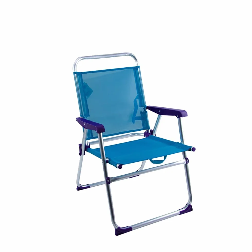 Mediawave Store - Sedia Sdraio Spiaggina Relax in Alluminio e Textilene. Prendisole Richiudibile e Leggero Ideale per Mare, Spiaggia e Giardino (Blu)