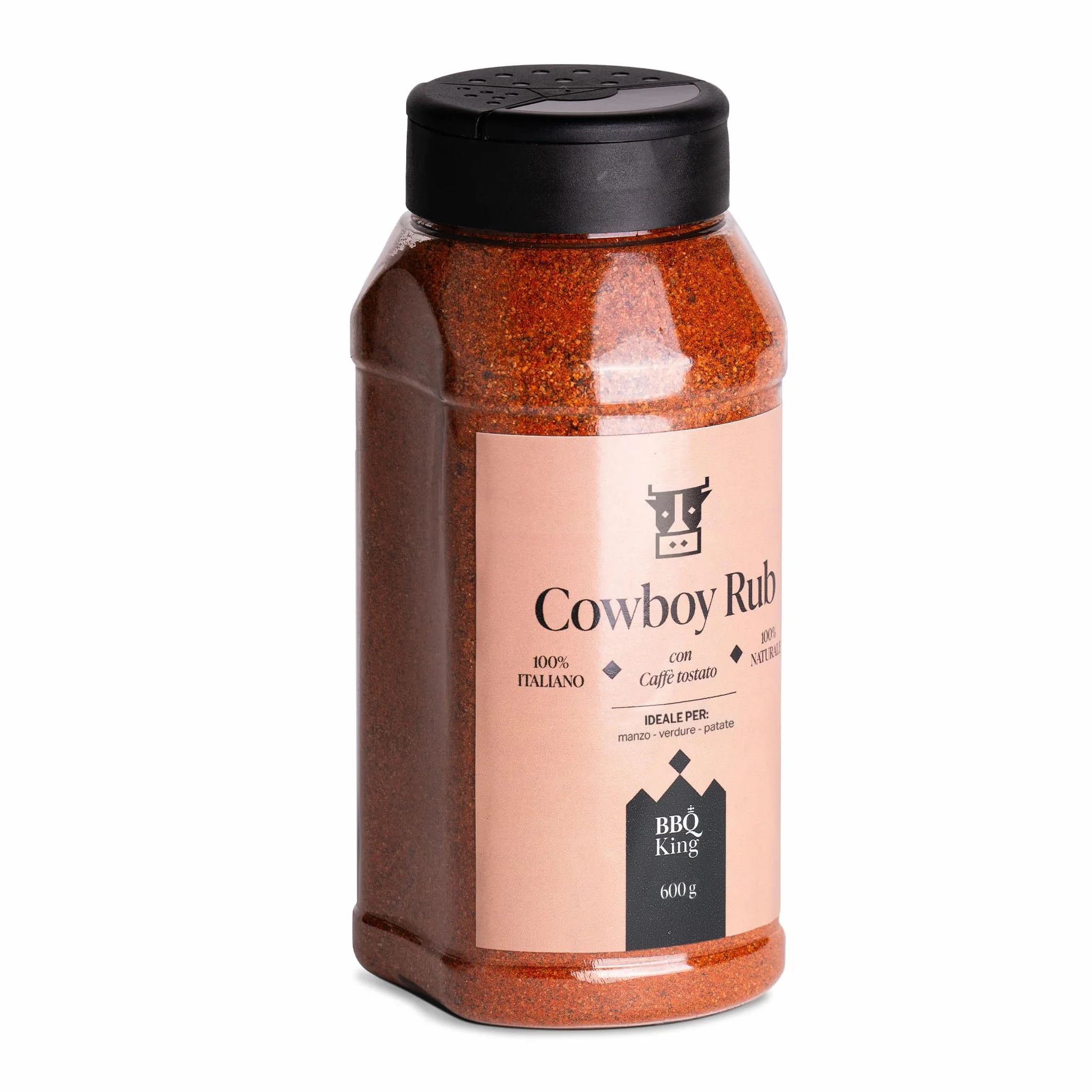 BBQ KING - Cow Boy Rub Confezione da 600 Gr, Dry Rub Bbq per Bistecche Ideale per Barbecue e Grill, Set Spezie Cucina 100% Made in Italy, Miscela di Spezie per Bistecche, Hamburger o Arrosti