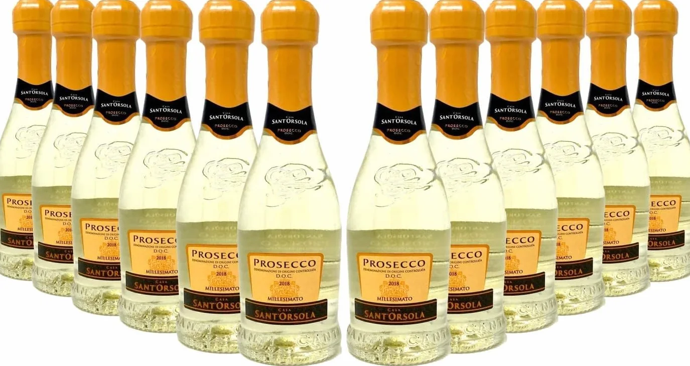 Sant'Orsola - Prosecco D.O.C. Millesimato Extra Dry, Mini Bottiglie da Uva Glera, 12x200 ml