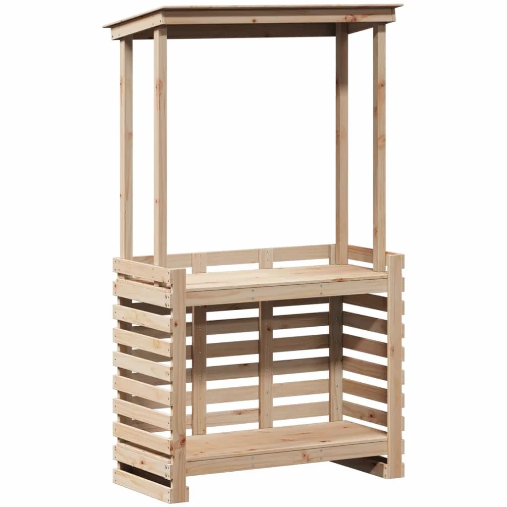 Generico Tavolo Bar da Esterno con Tetto 112,5x57x195,5cm Legno Massello,Mobili da Giardino,Tavoli da giardino-832534