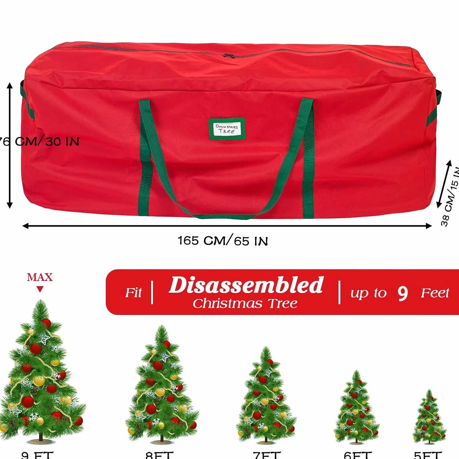 Borsa per Cuscini da Giardino con Manico e Cerniera, 165x38x76cm Custodia per Albero di Natale, Grandissima Impermeabile Oxford 600D Oxford Fodere Cuscini da Esterno, Cuscini, Tende da Giardino
