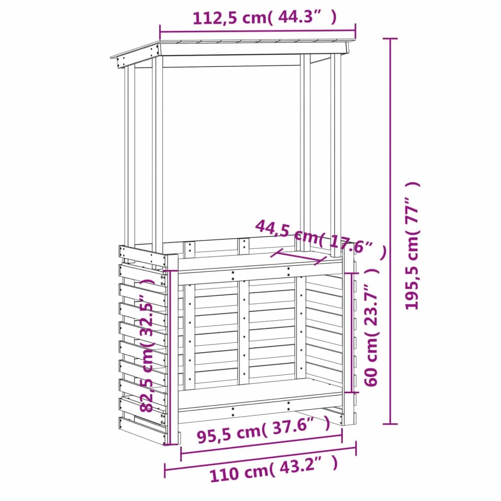 vidaXL Tavolo Bar da Esterno con Tetto Bianco 112,5x57x195,5 cm Legno