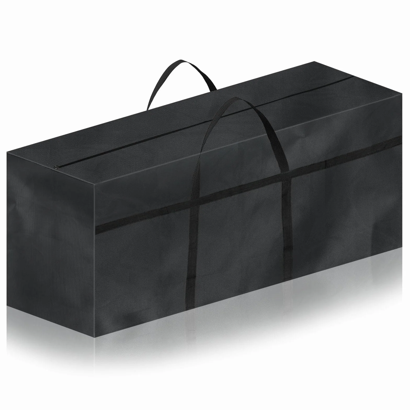 Borsa di Stoccaggio per Esterni, Borsa per Cuscini da Giardino con Cerniera e Maniglie per Biancheria da Letto Materassi Coperte Trapunte e Cuscini, 110x60x35 CM, Nero