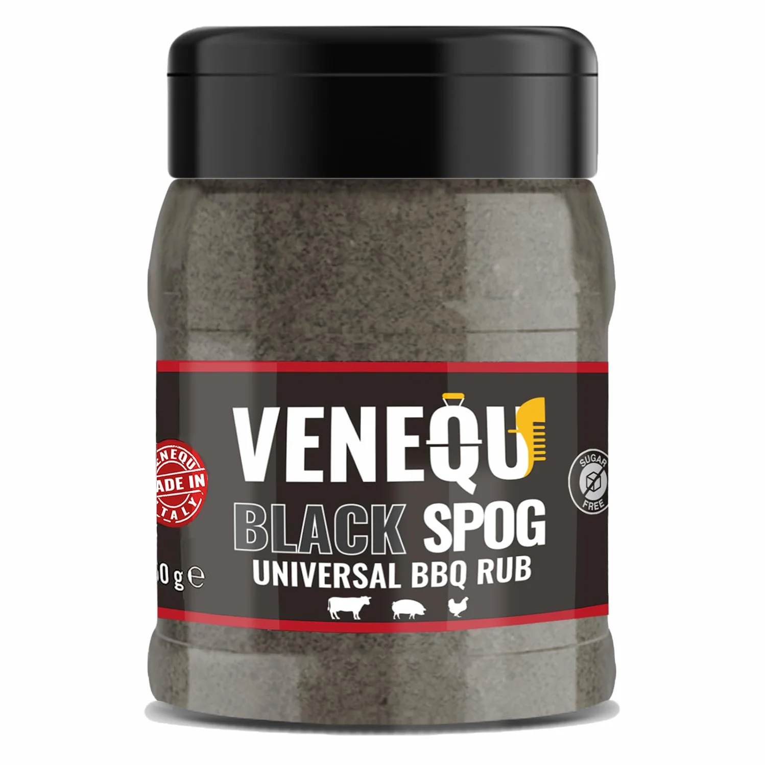 VENEQU BBQ DRY RUBs Gourmet Set #5 (150gr x 4 RUBs) Made in Italy | 1 x Pork Rub, 1 x Chicken Rub, 1 x Black SPOG Rub e 1 White Gold Rub