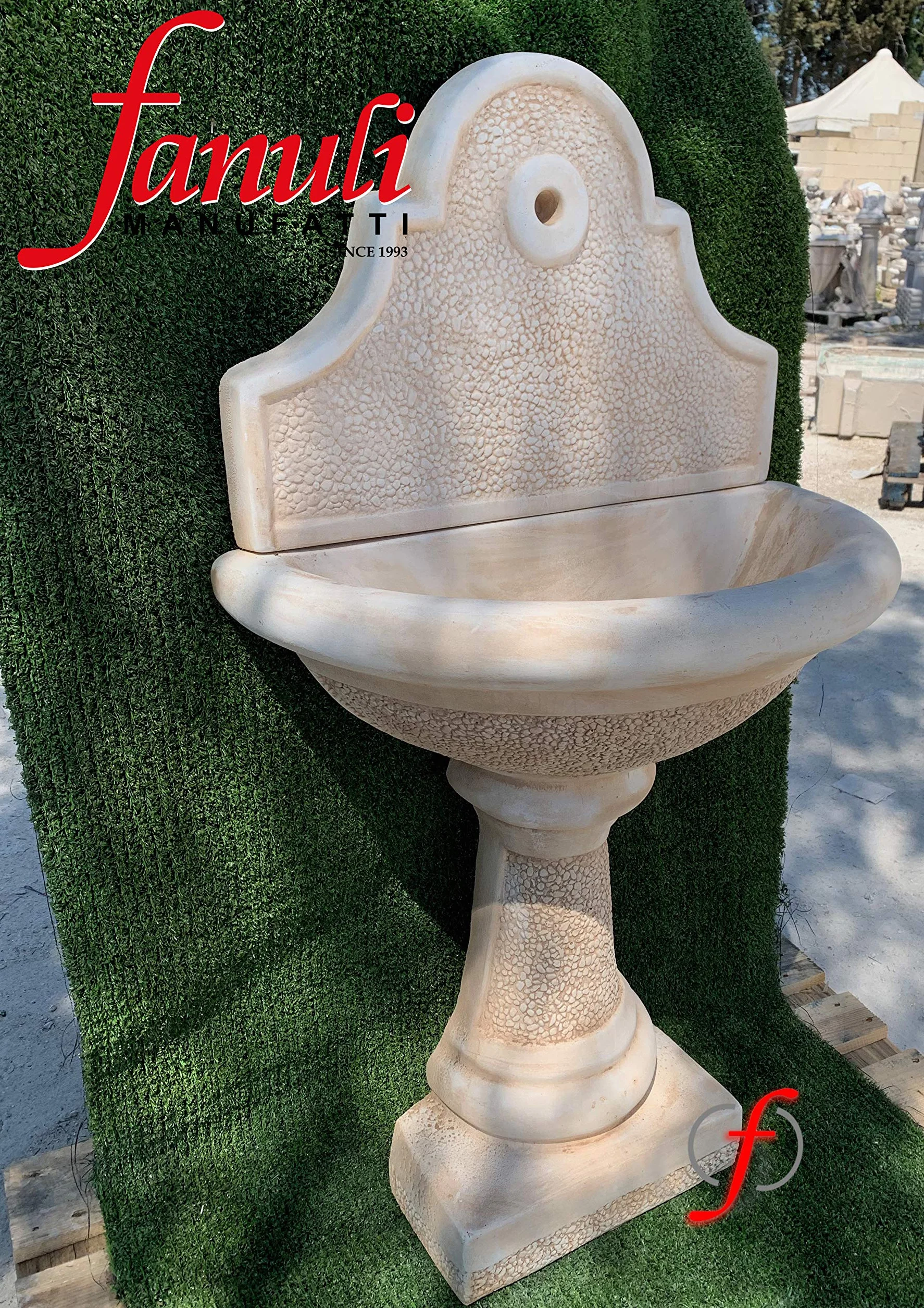 FONTANA A MURO TROPEA, FONTANA A COLONNA, SALVA SPAZIO, SCARICO A SCOMPARSA, LAVAMANI, ACQUAIO DA GIARDINO, LAVELLO DA ESTERNO FONTANELLA IN CEMENTO BIANCO E POLVERE DI MARMO, FONTANINE DA RUBINETTO