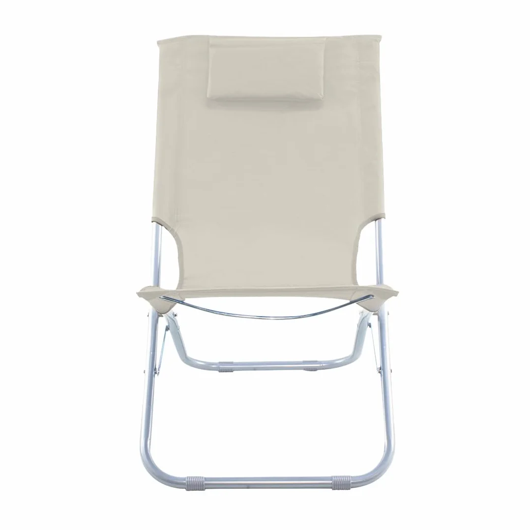 Mediawave Store - Spiaggina Silver Giga pieghevole tessuto in OXFORD 82x48xh52 cm con cuscino (beige)