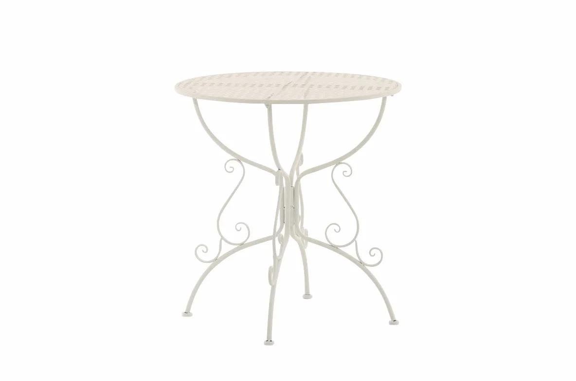 CLP Tavolino In Ferro Da Giardino Amanda I Tavolo Rotondo Da Balcone Stile Liberty I Tavolino Da Caffè Per Bistrot Ø 70 CM, Colore:bianco