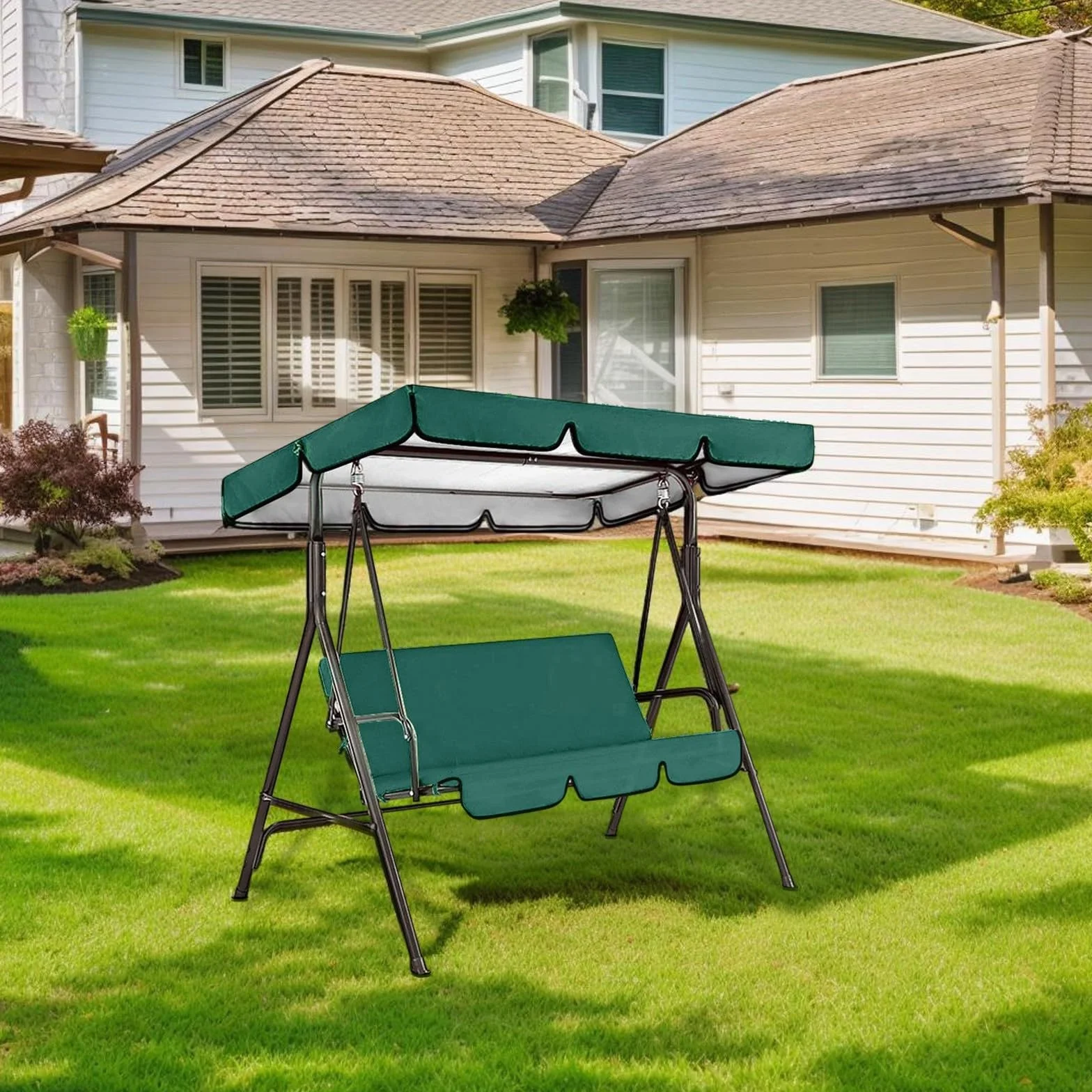 Set di ricambio per dondolo da giardino Oxford 210D, resistente alle intemperie, 3 posti, con protezioni per sedie, resistente ai raggi UV, per mobili da esterno e patio, grigio (verde, 195 x 125 x 15