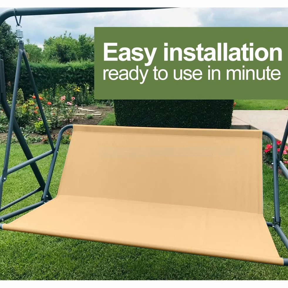 WingFly Coprisedile da Giardino per Dondolo, per Sedia a Dondolo da Giardino, Coprisedili per Altalena da Giardino, Copertura per Sedia da Giardino, 2 e 3 Posti (beige, 158 * 52 * 52cm)
