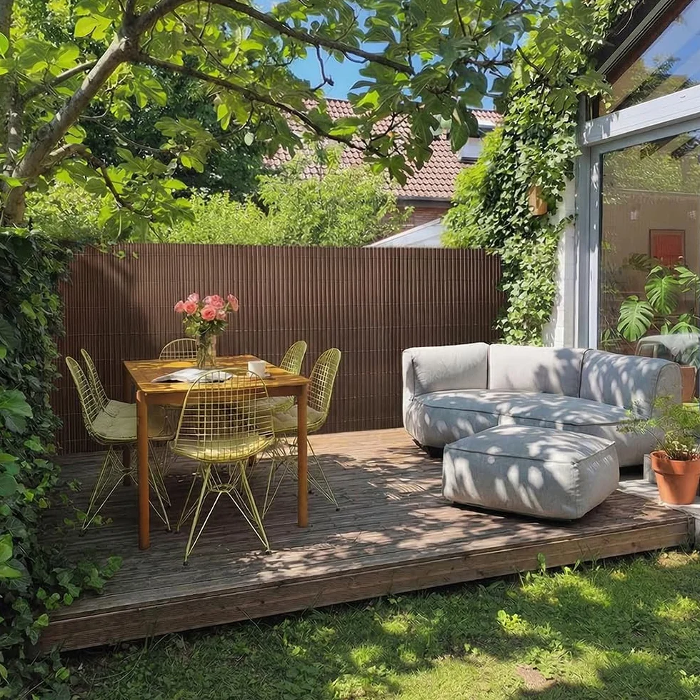 Mazovia Frangivista Balcone, Terrazzo, Giardino, PVC, 150x500 cm, Marrone, Resistente alle Intemperie e ai Raggi UV, Moderno Frangivento, Coperture Ombreggiante, Tutto L'Anno, Senza Fori
