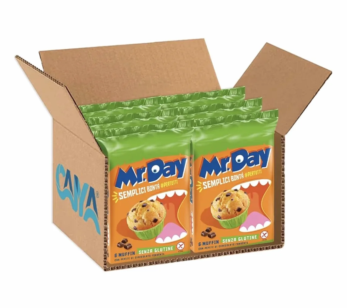 Mr. Day Muffin con Pepite di Cioccolato Fondente, Senza Glutine (Gluten Free) 252g [BOX da 6 Confezioni]