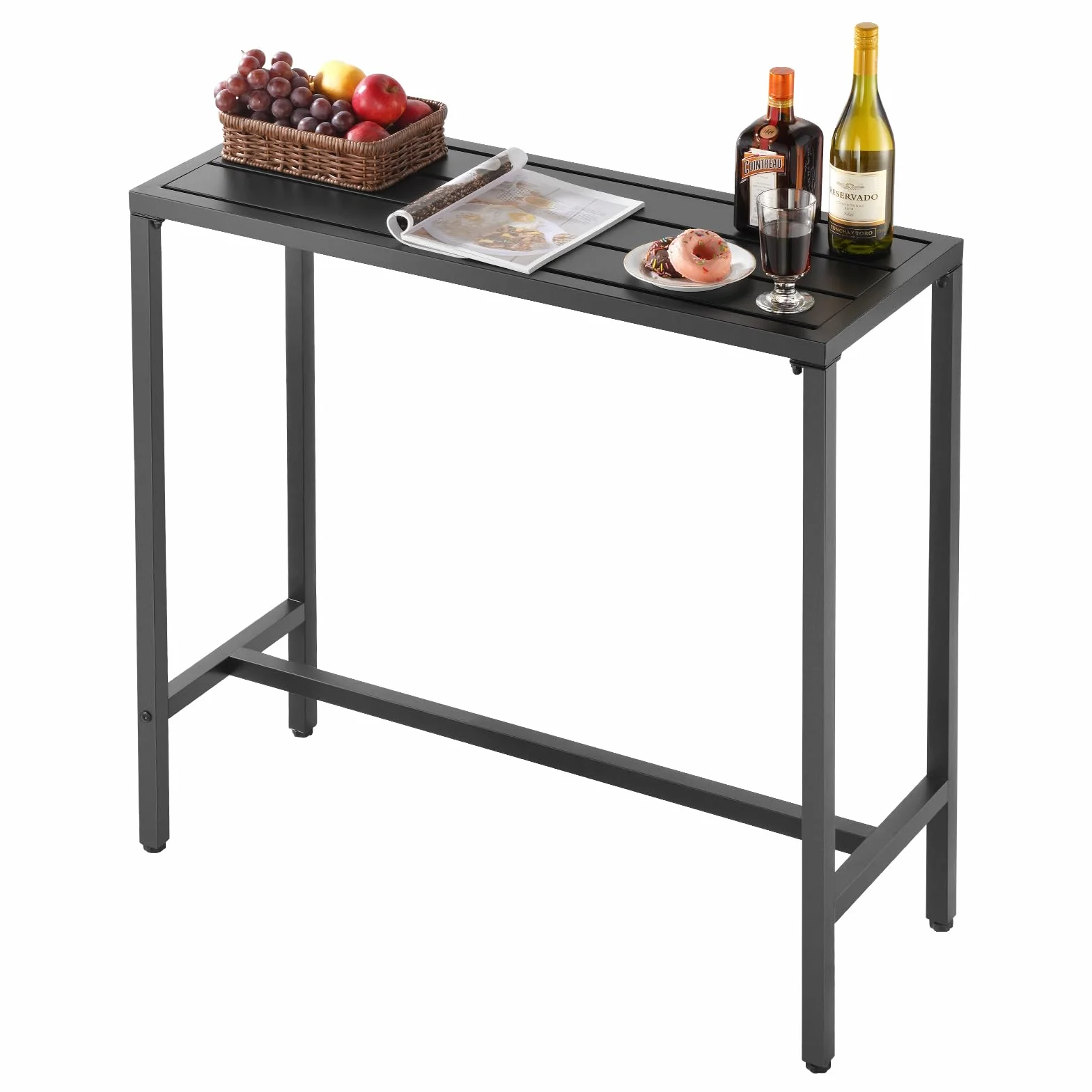 VEVOR Tavolo Alto da Bar per Esterni 100 x 37,5 cm, Tavolino da Pranzo Rettangolare Piano Impermeabile, Struttura in Metallo, Tavolo da Giardino Cortile, Terrazza, Bordo Piscina, Soggiorno