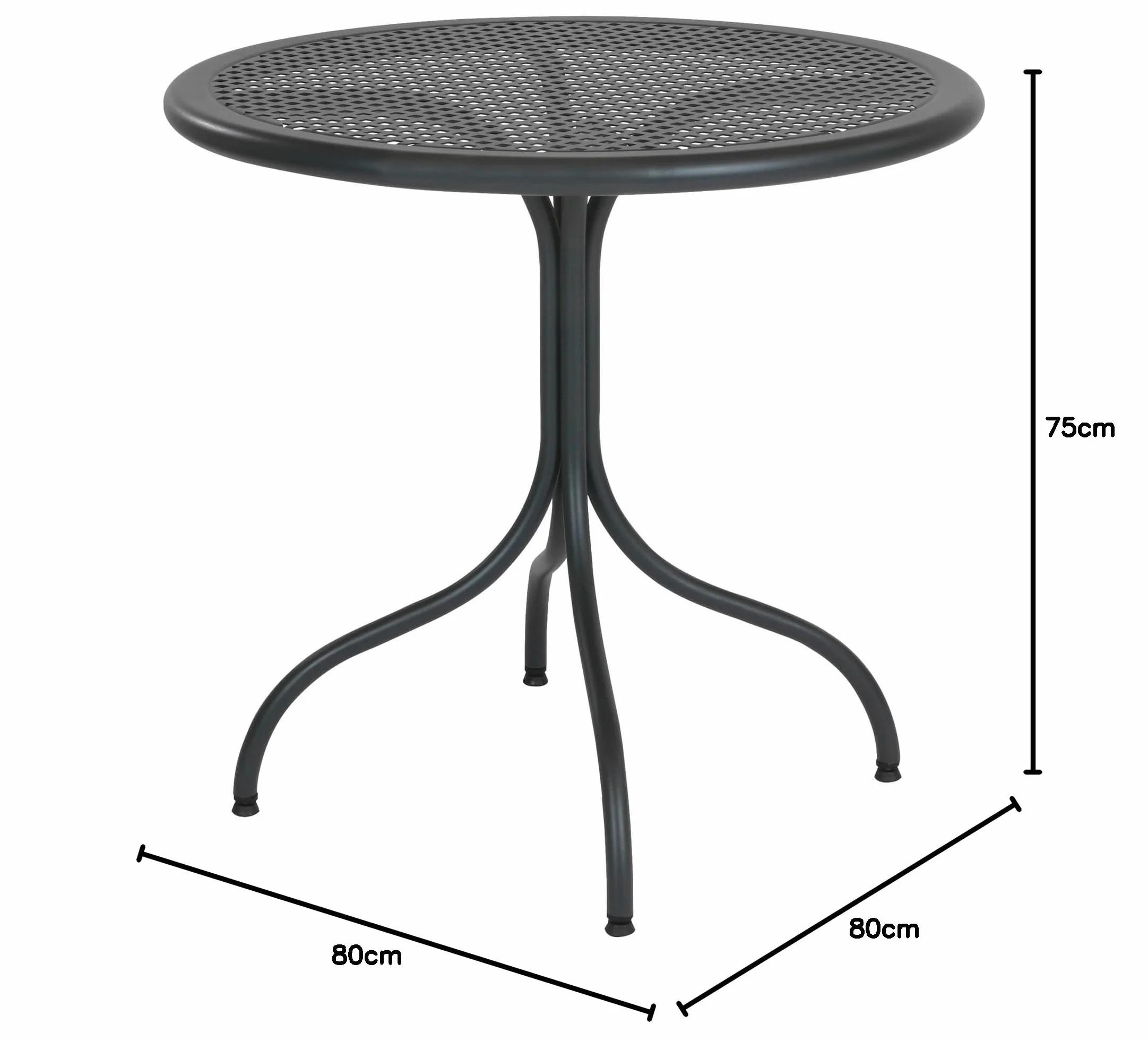 RD ITALIA Tavolo Rotondo da Giardino Bistrot Diametro 80 cm - Piano con Decoro a Rombo in Acciaio Prezincato Antracite - Tavolo Smontabile per Esterno - Made in Italy h 75 cm