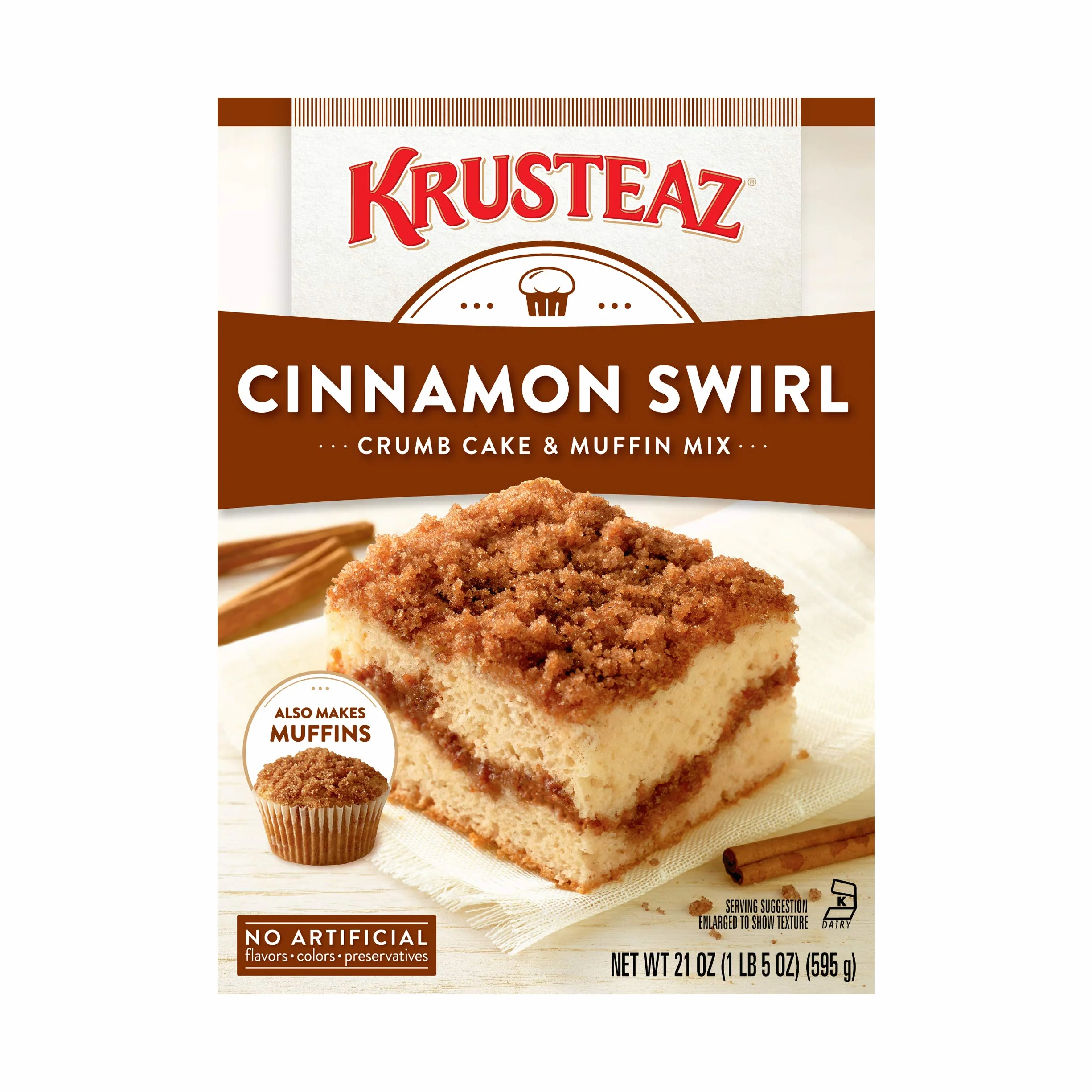 Krusteaz Cinnamon Swirl Crumb Cake and Muffin Mix, 21-Ounce Boxes (Pack of 4)