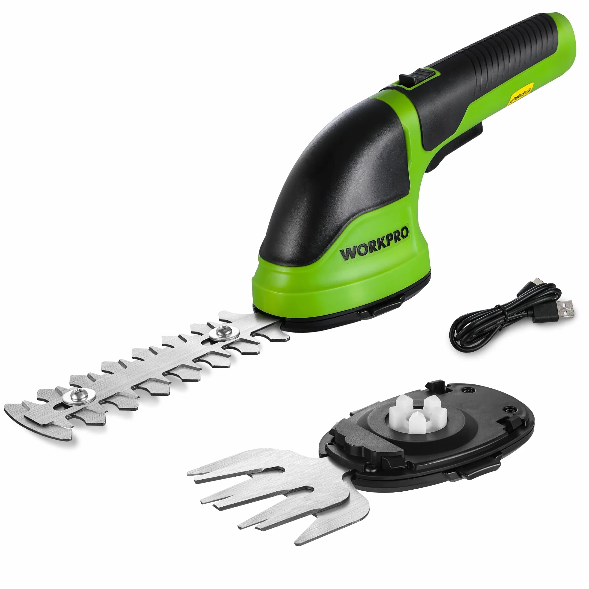 WORKPRO Forbici a Batteria 2 in 1, 3,6 V Cesoia Elettrica a Batteria al Litio 2 Ah, Il Tagliasiepi per Larghezza di Taglio 75 mm, Lunghezza di Taglio 118 mm, Adatto al Giardino il Tagliasiepi (Verde)