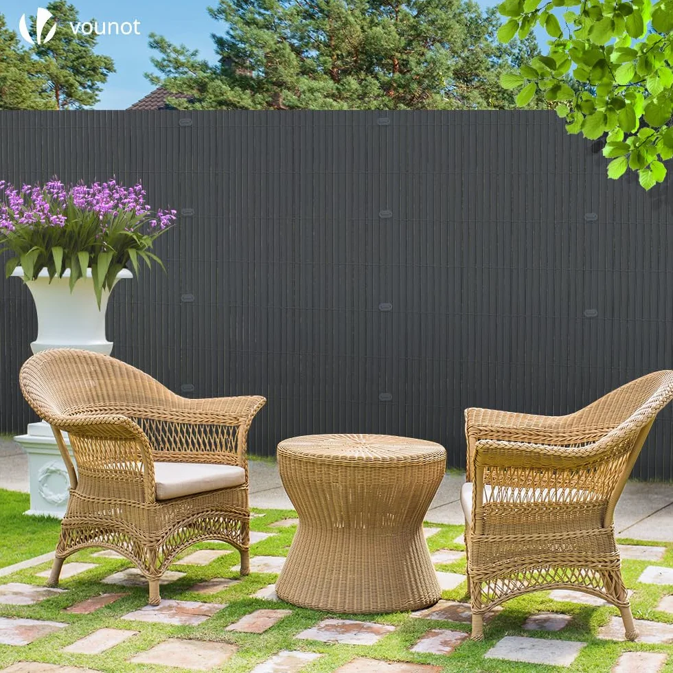VOUNOT® Canniccio PVC Frangivista Recinzione 80 x 500 cm, Arella Doppia Schermo Privacy Paravista, Resistente ai Raggi UV Resistente alle Intemperie, Protettivo per Giardino, Balcone, Terrazza, Grigio