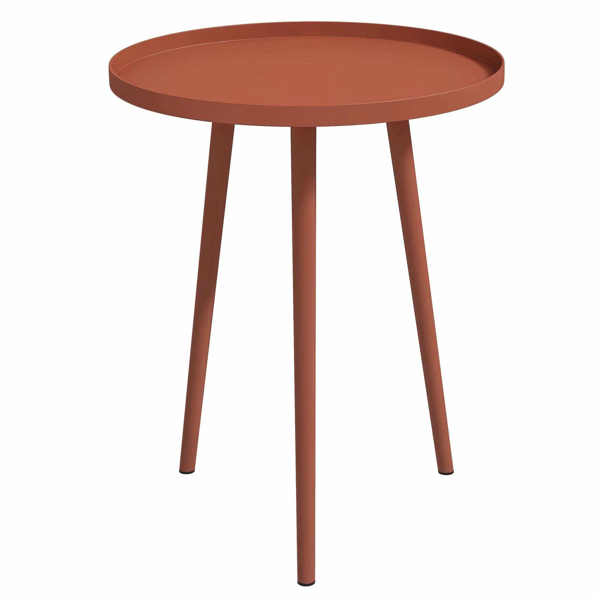 Outsunny - Tavolo Basso da Giardino Rotondo, Tavolo d'appoggio per Esterno con Bordo Rotondo in Acciaio, dim. Ø40 x 50H cm Rosso