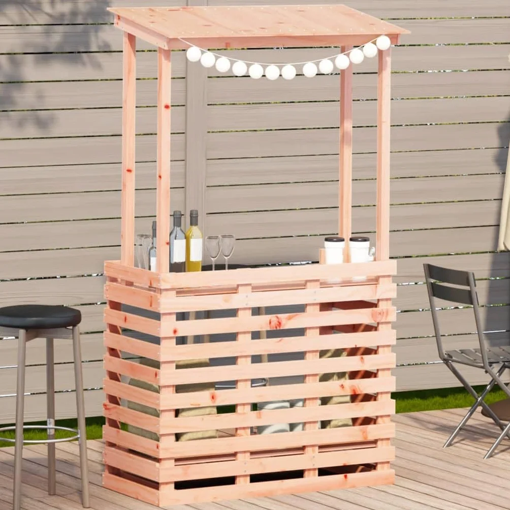 Generico Tavolo Bar da Esterno con Tetto 112,5x57x195,5cm Legno Massello,Mobili da Giardino,Tavoli da giardino-832537