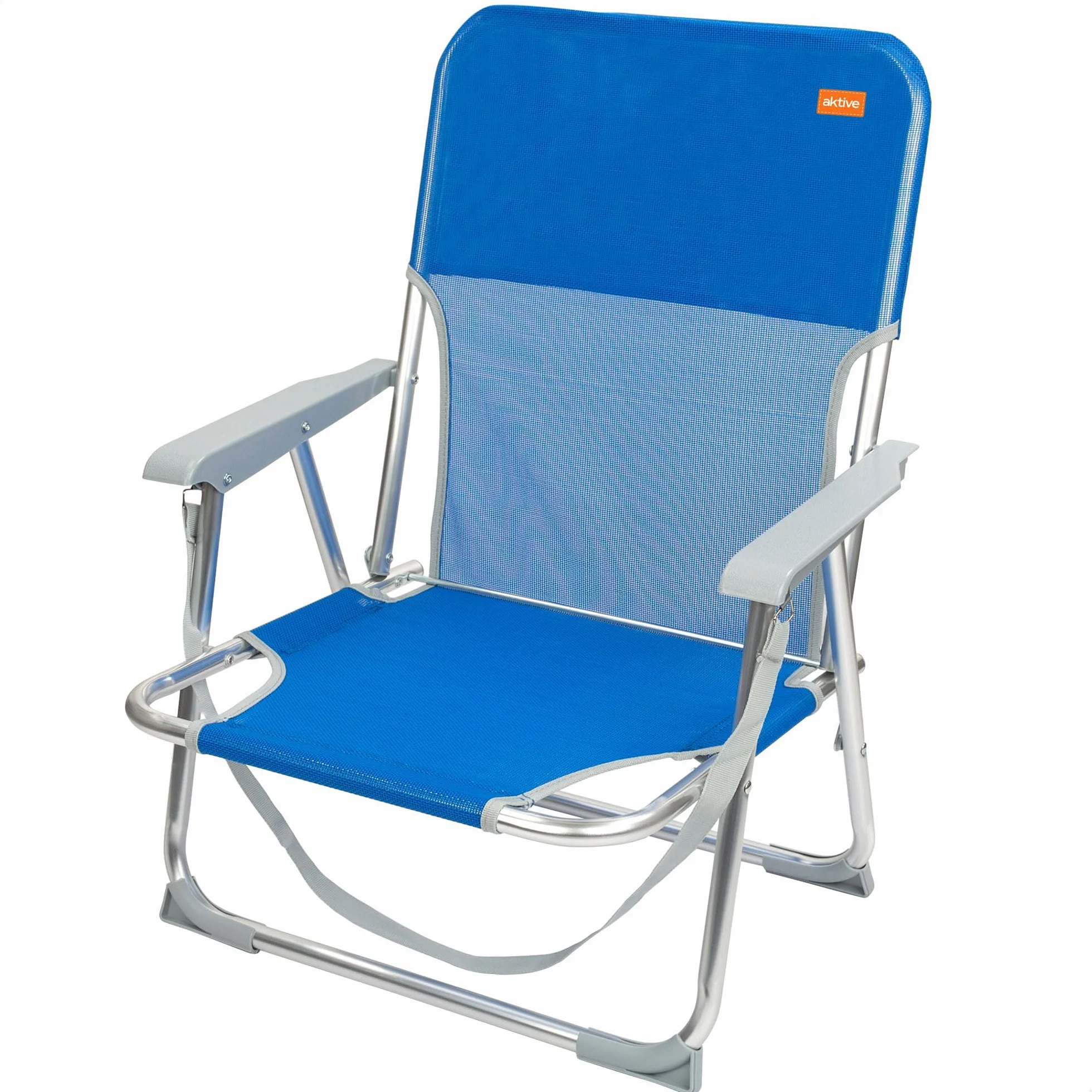 AKTIVE 62605 – Sedia da spiaggia pieghevole fissa in alluminio, 55 x 34 x 71 cm, con maniglia