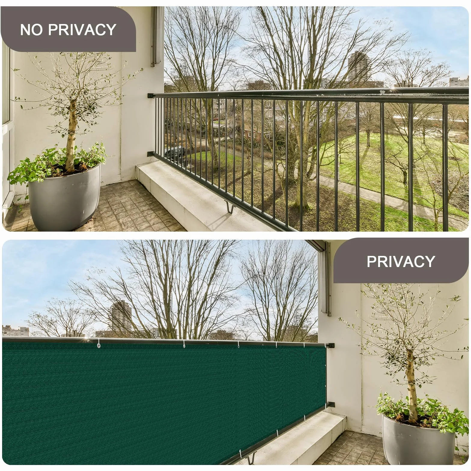 SUNNY GUARD Frangivisto Balcone 90x600cm HDPE Protezione Privacy Balcone,Protezione Solare e traspirabilità Recinzione Copertura per Balcone Giardino terrazza con Fascette,Verde
