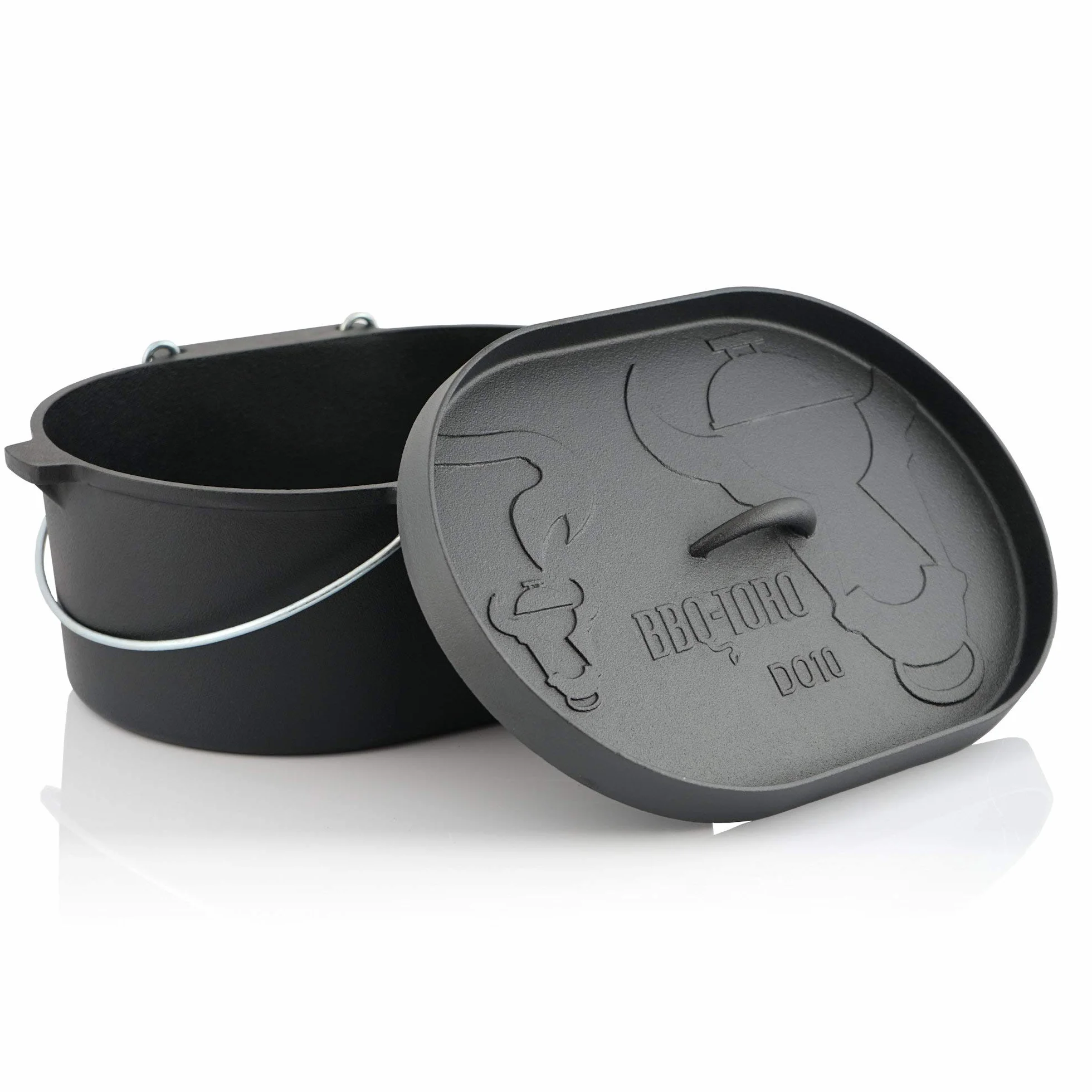 BBQ-Toro Dutch Oven DO10 I 9,3 Litri | pentola in ghisa Senza Piedi già stagionata | tostatrice 10 QT