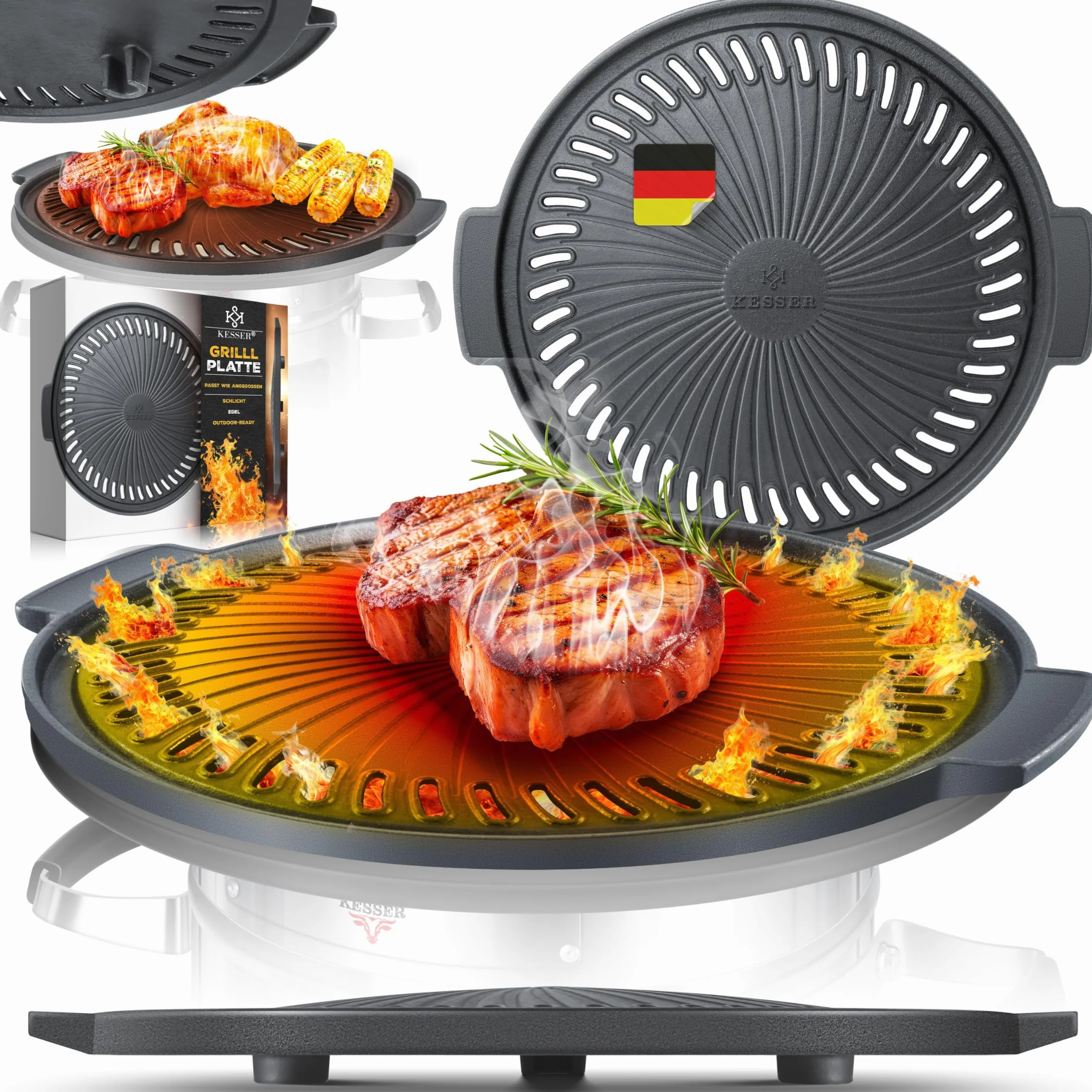 KESSER® Piastra per Forno a Razzo, Olandese, a Legna da Campeggio, Barbecue
