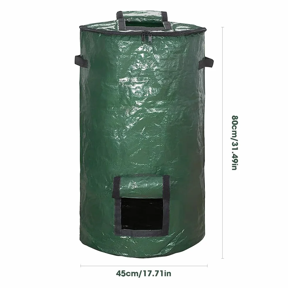 Mizikuu Composter da giardino 120L compostiera rapida con coperchio e finestra di raccolta