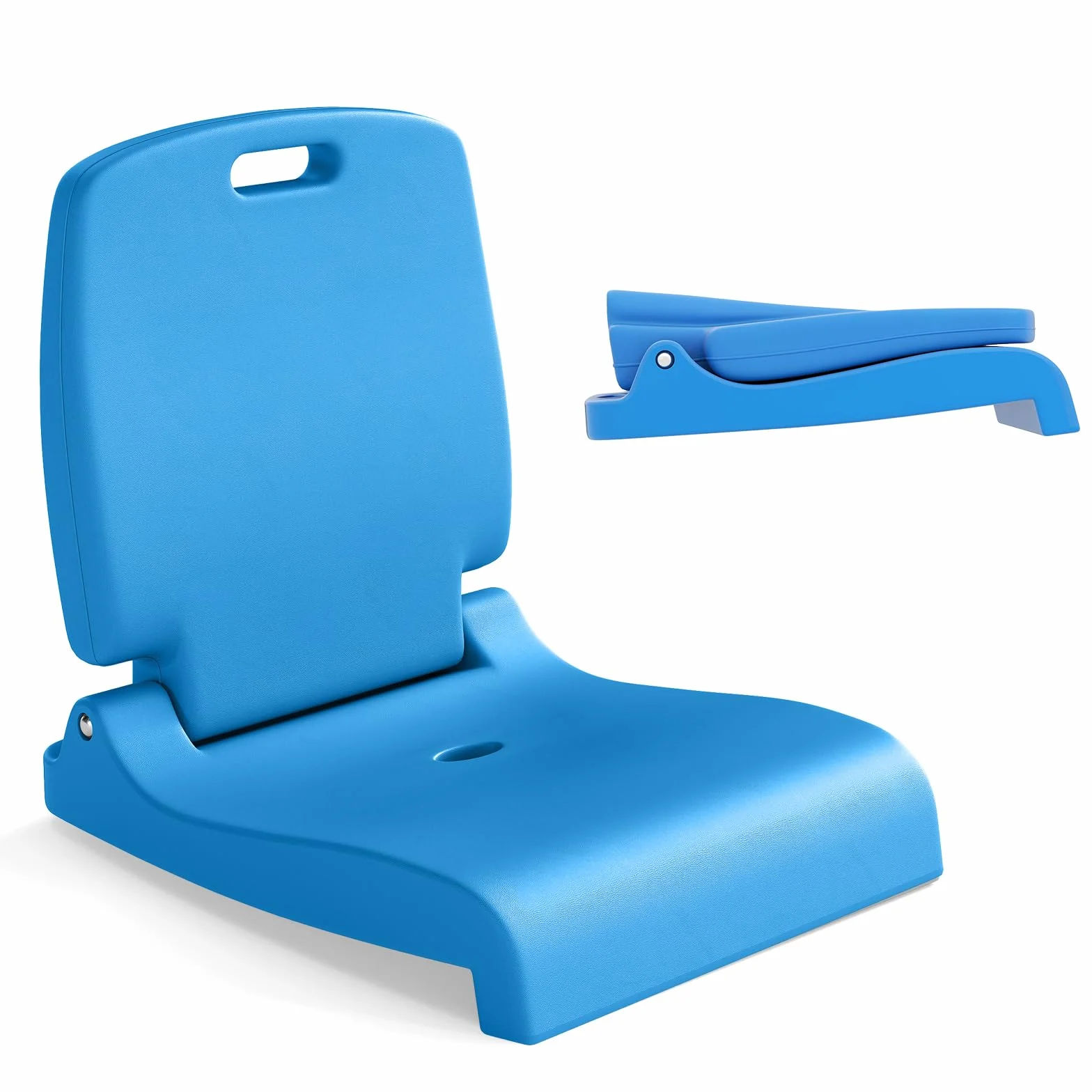 KOMFOTTEU Spiaggina Pieghevole Portatile, Sedia da Spiaggia in Plastica con Schienale e Maniglie, Sedia Mare Leggera con Fori di Drenaggio, per Campeggio, Pesca e Piscina (Blu)