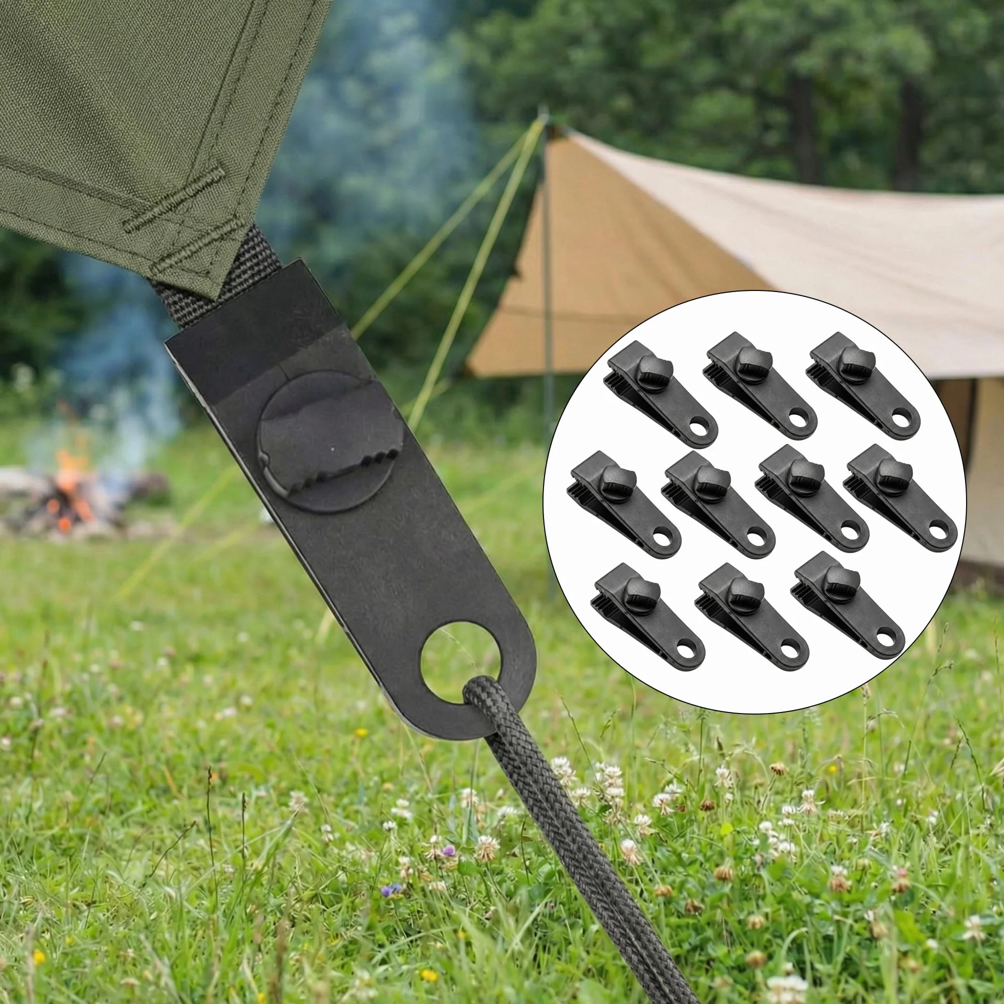 Borsa Zavorra Portatile con 10 Sacchetti Sabbia Riempibili, 10 Moschettoni per Fissaggio Rapido e 10 Clip,Ideale per Stabilizzare Tende,pesi per telo piscina