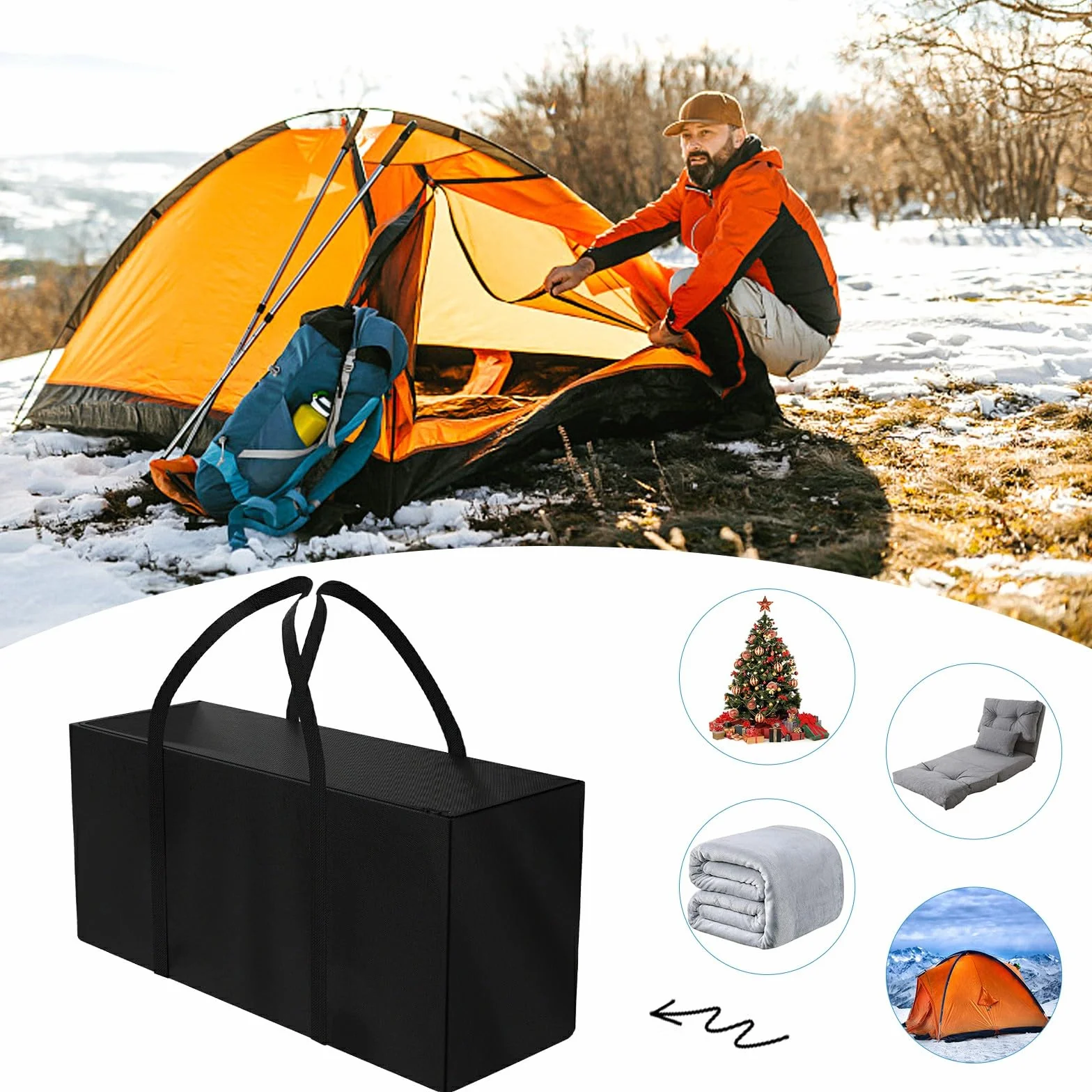 Borsa per Cuscini da Giardino, sacco per Albero di Natale,Borse di Stoccaggio per Esterni Tessuto Oxford 600D Resistente,Impermeabile, Anti UV, Bors