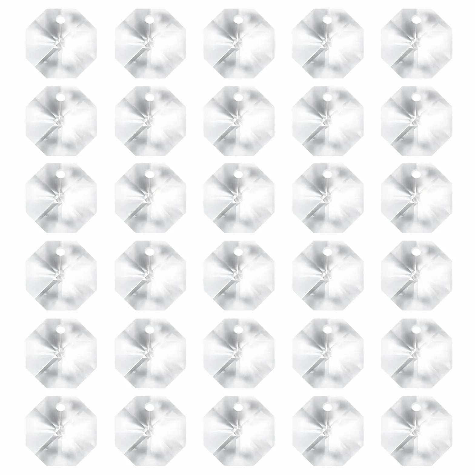PATIKIL 30 Pezzi Pendenti In Cristallo, 14mm, Perline Ottagonali, Trasparente, Acchiappasole in cristallo, Pendenti per Lampadario Decorazione, Finestra, Giardino, Casa