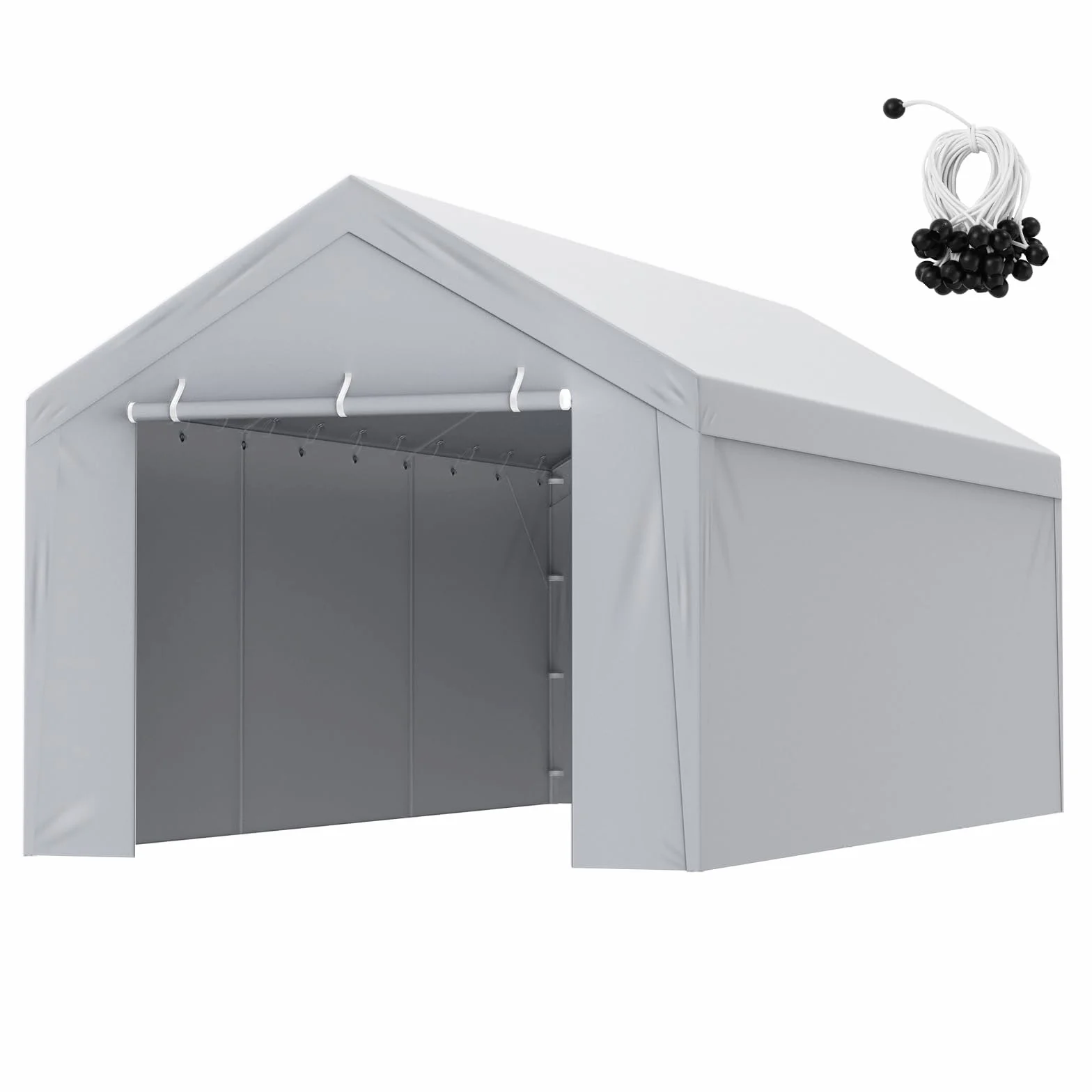 VEVOR Tettoia di ricambio per auto da 3 x 6 m, parte superiore del garage, resistente, impermeabile e resistente ai raggi UV, facile installazione con tenditori a sfera, bianco (solo copertura