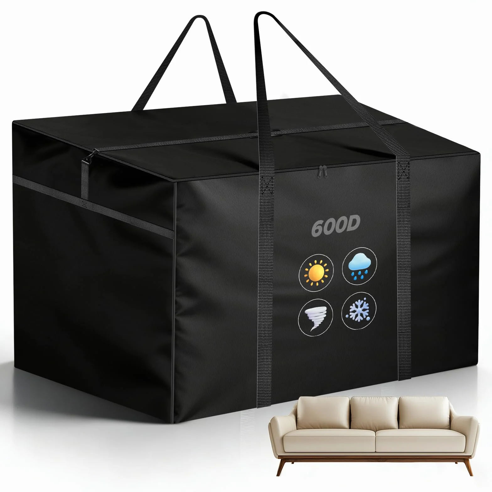 Borsa portaoggetti da giardino, 600D, 80 x 80 x 60 cm, impermeabile, con chiusura lampo, custodia protettiva per cuscino da giardino, per albero di Natale, cuscino imbottito