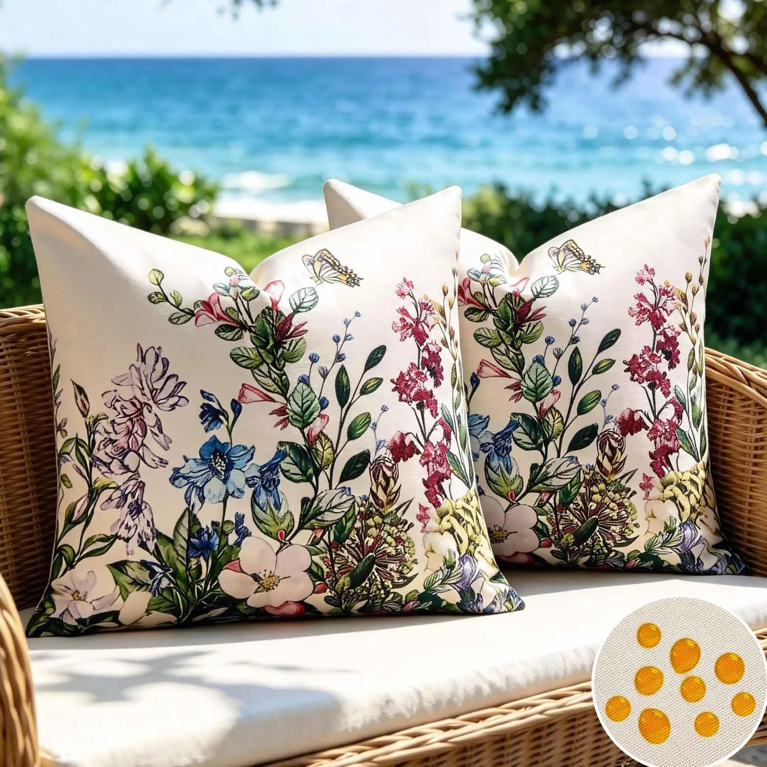 Federe Cuscini 45x45 Lavabile - 2 Pezzi Copricuscini Divano Impermeabile pa Esterno - Copri Cuscini Per Divano Quadrato per Soggiorno, Giardino, Terrazza, Balcone, Piscina, Picnic e Campeggio
