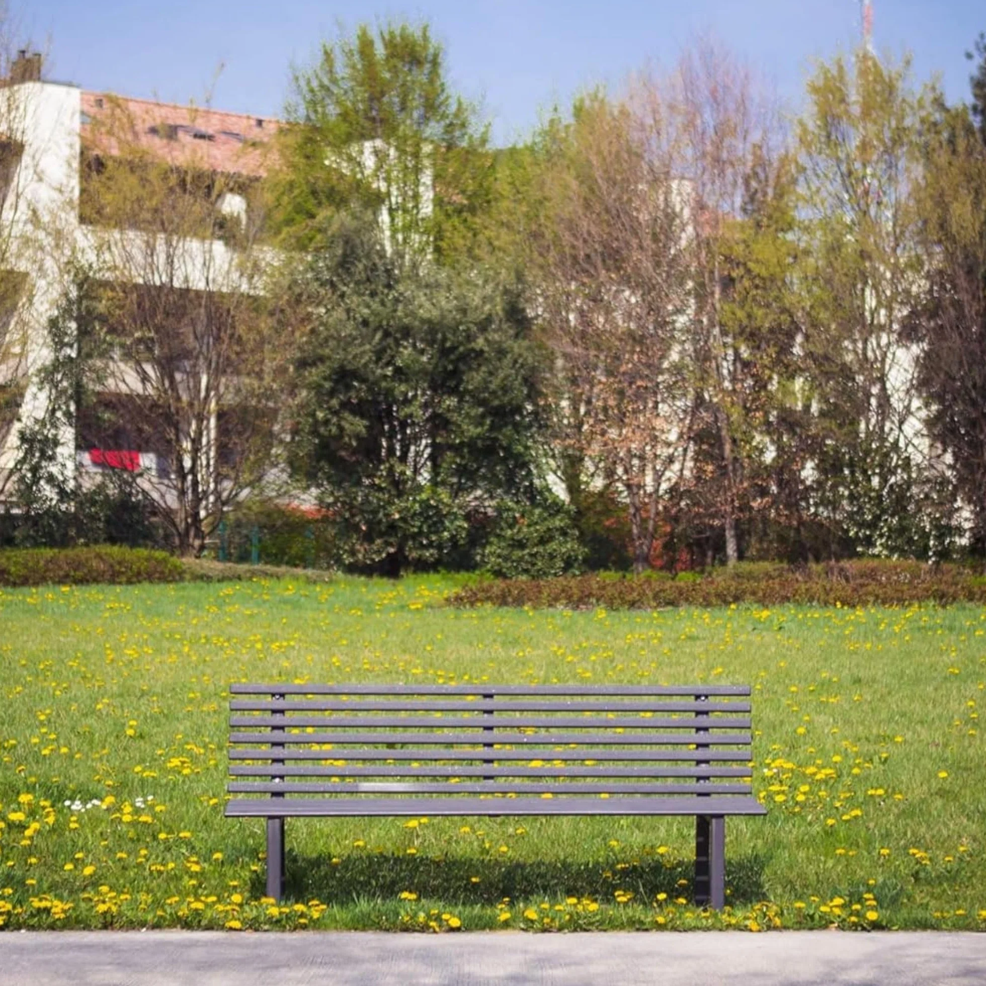 ANDRYS Panchina da Esterno e Giardino - Panca con Schienale in Acciaio Zincato a Freddo - Grigio Antracite 150x50x82cm
