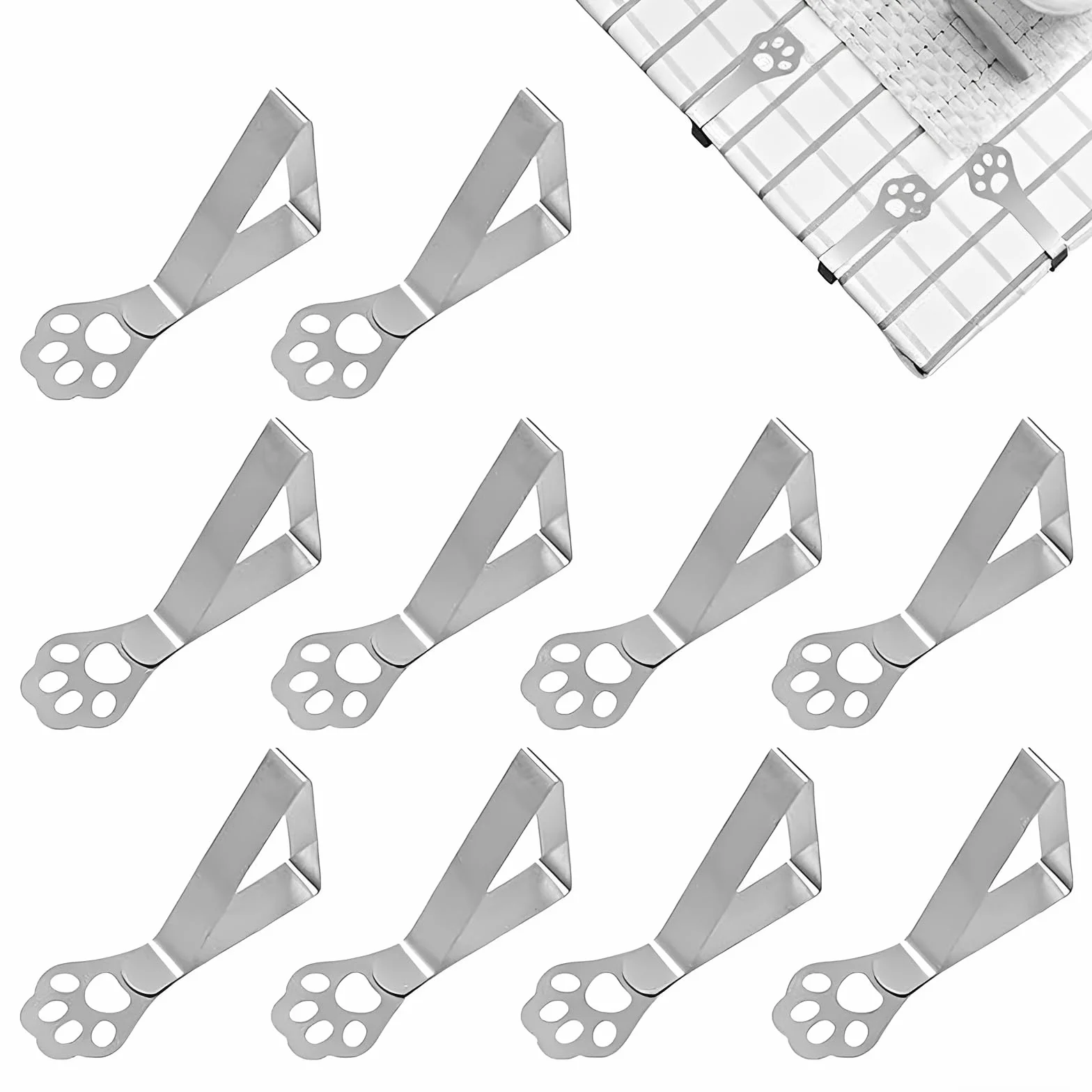 10 Pcs Ferma-tovaglia per tavoli spessi, artigli di gatto resistenti agli agenti atmosferici in acciaio inossidabile, ferma-tovaglia per tavolo da giardino, tavolo da pranzo familiare