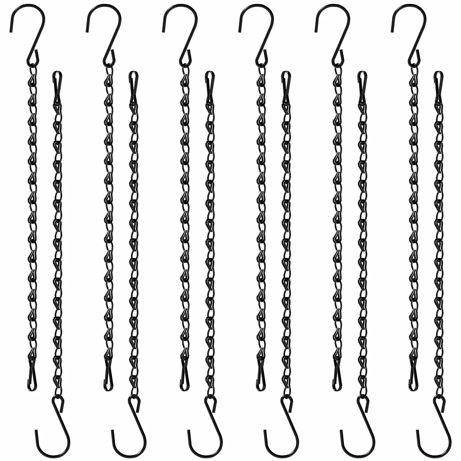 Bamworld Portapiante Sospesi 12 Pezzi, 35 cm Catene Nere con Ganci Soffitto, Supporto Sospensione per Mangiatoie Vasi Campanelli Vento, Interno ed Esterno