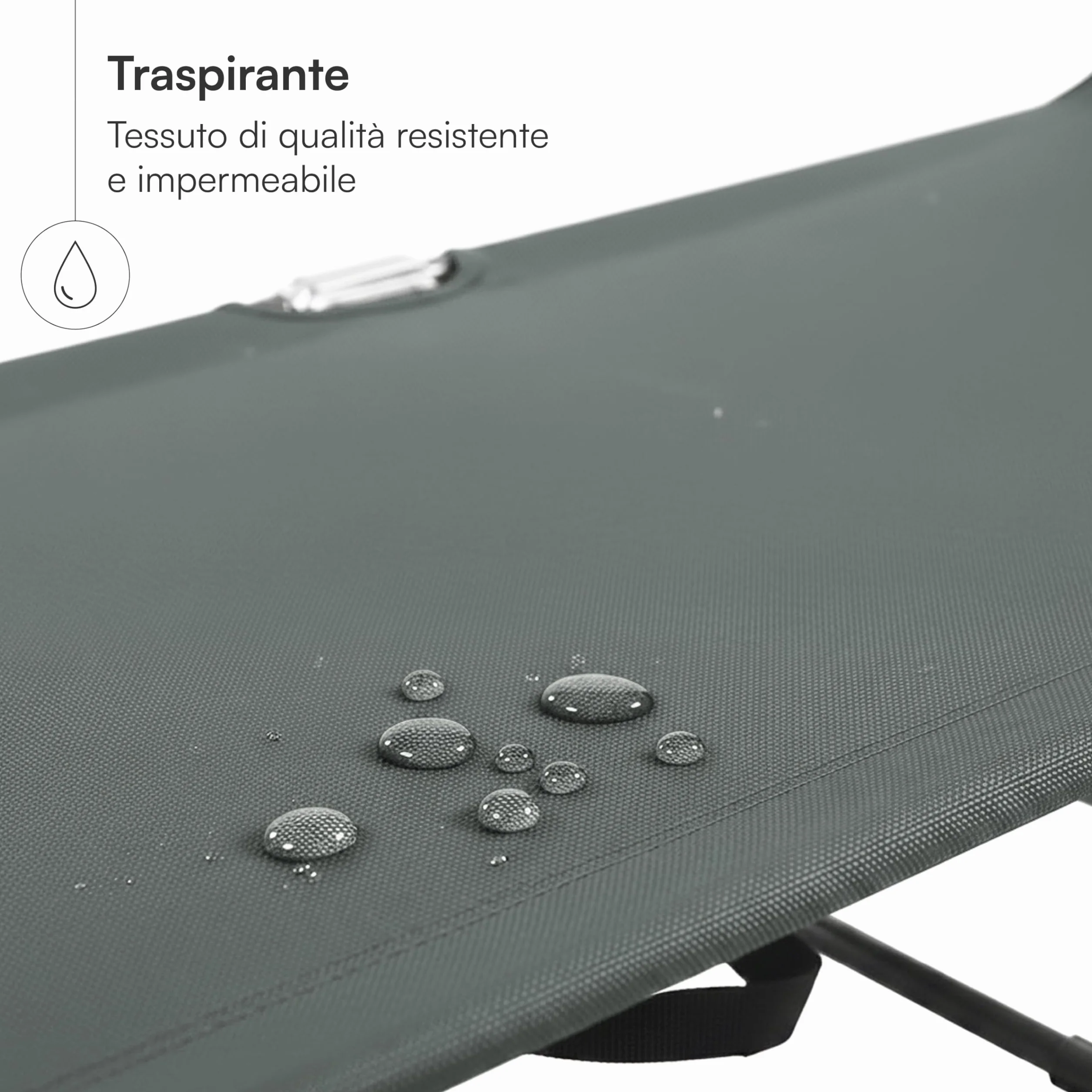 Baroni Home Sedia a Sdraio Pieghevole Reclinabile con Parasole Regolabile 360° e Cuscino Removibile, Lettino Prendisole in Metallo con Tessuto Idrorepellente, Portata 110 Kg, 186x55x24 cm Grigio