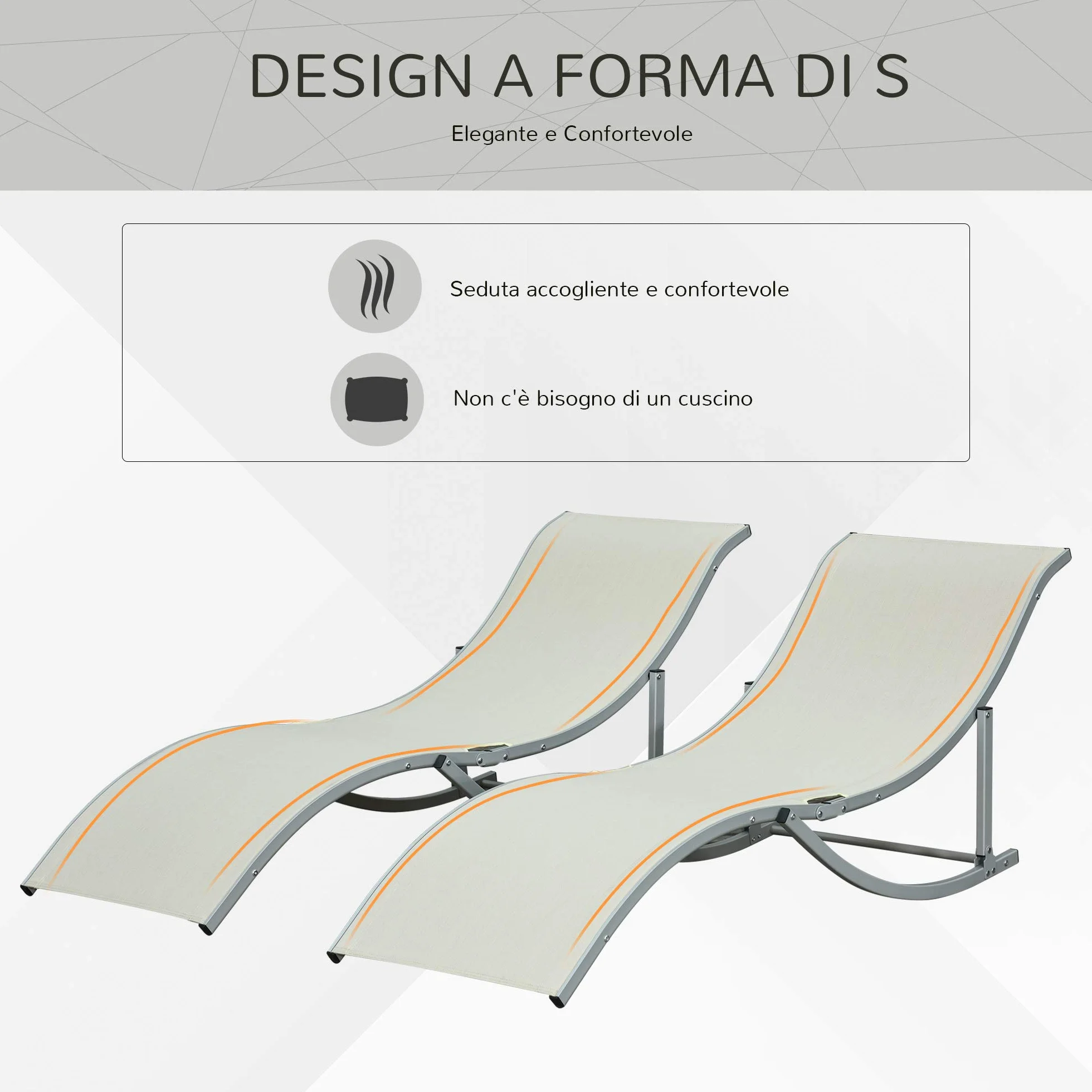 Outsunny Set di 2 Lettini Prendisole da Giardino Pieghevoli, Sdraio da Giardino in Texteline e Alluminio, per Spiaggia, Piscina, 61x165x63 cm, Beige