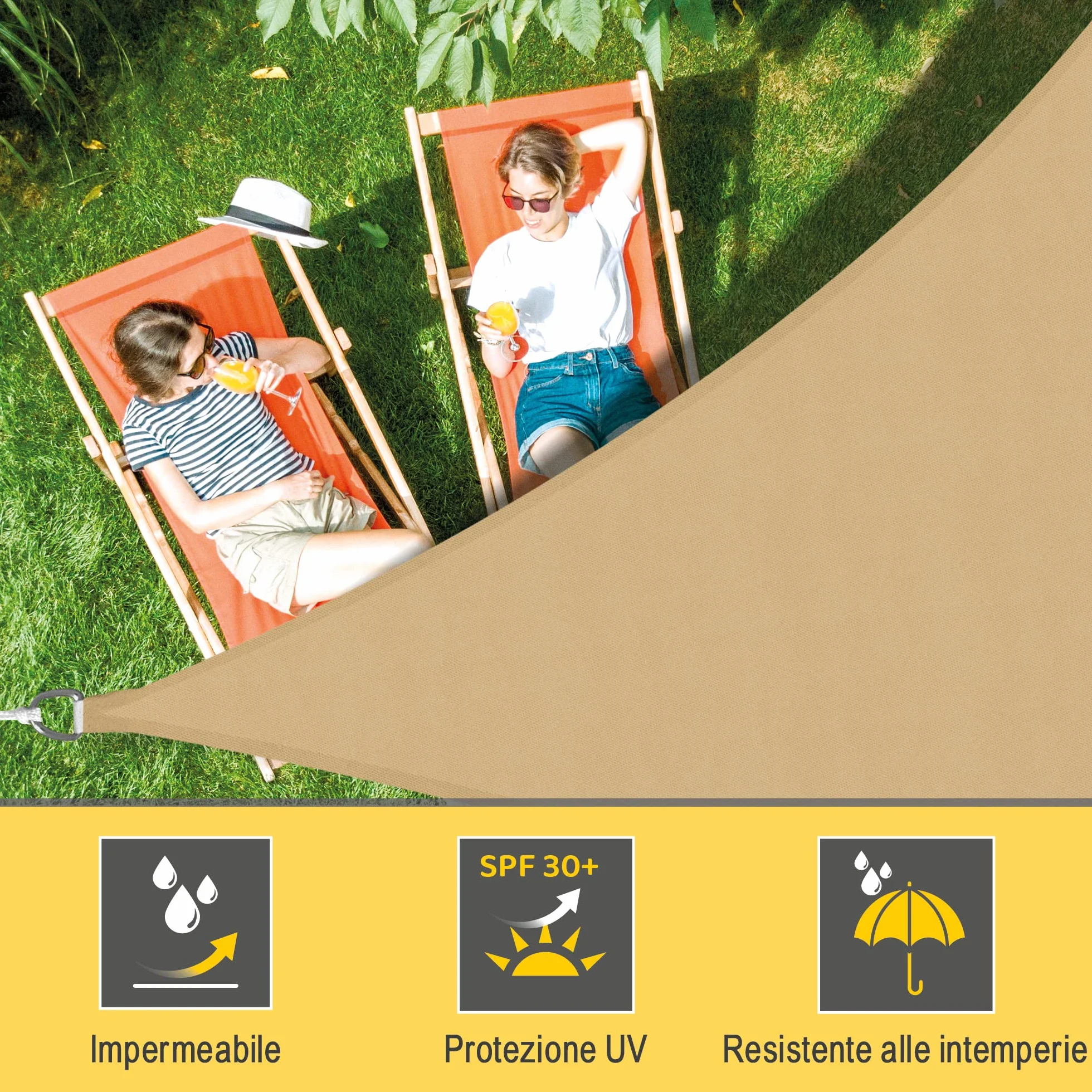 Sol Royal Tenda a Vela Impermeabile 7x5x5 m SolVision PS9 – Tenda da Giardino Sole per Esterno – Telo Ombreggiante Parasole Protezione Anti Raggi UV Sabbia – Triangolare 700x500x500 cm