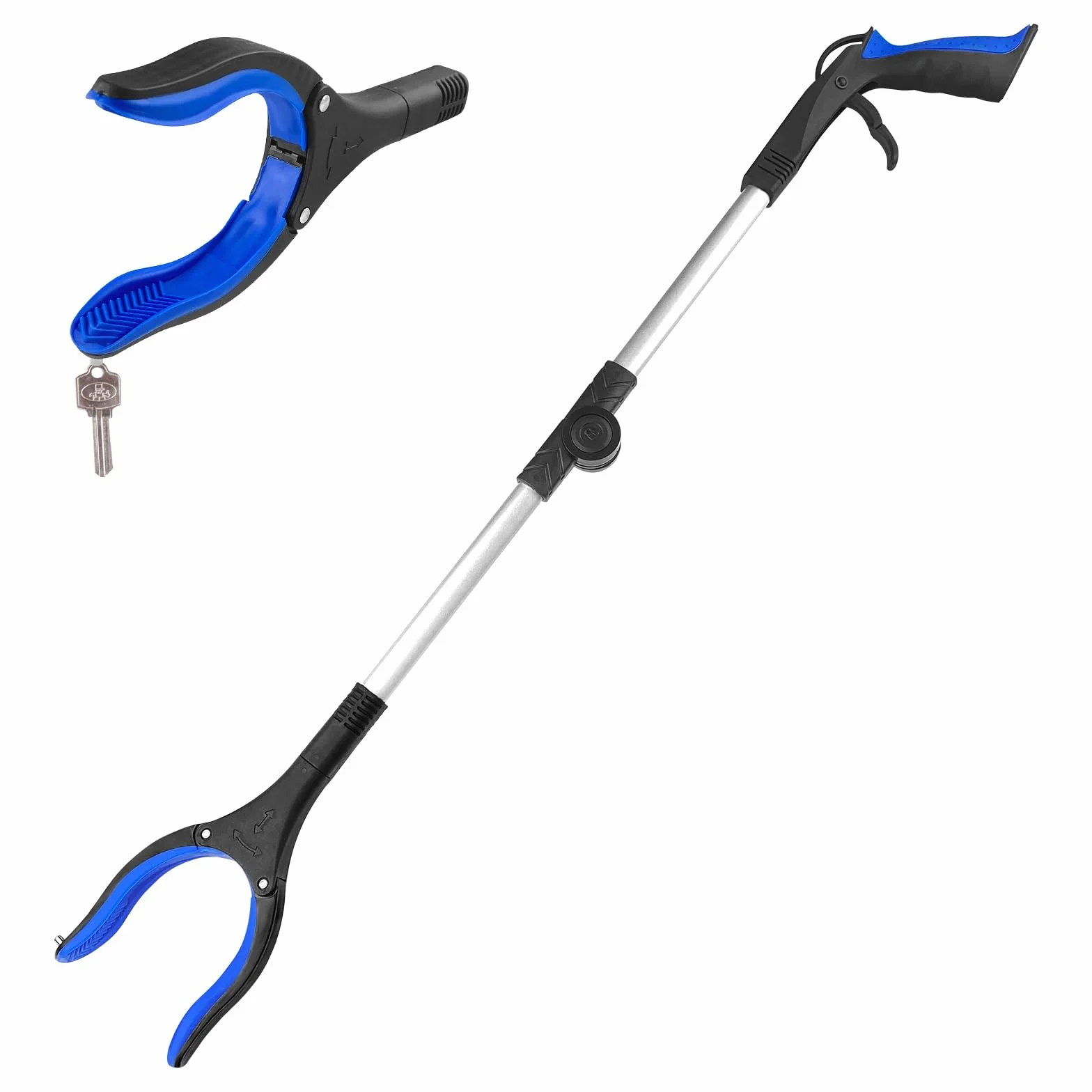 Relota 1 Pezzi Pinza Telescopica Pieghevole 80cm, Testa Rotante 360° Pinza Prensile in Alluminio, Raccoglitore di Immondizia con Punte Magnetiche, Pinza Morsetto in Gomma, Bastone Raccogli Rifiuti